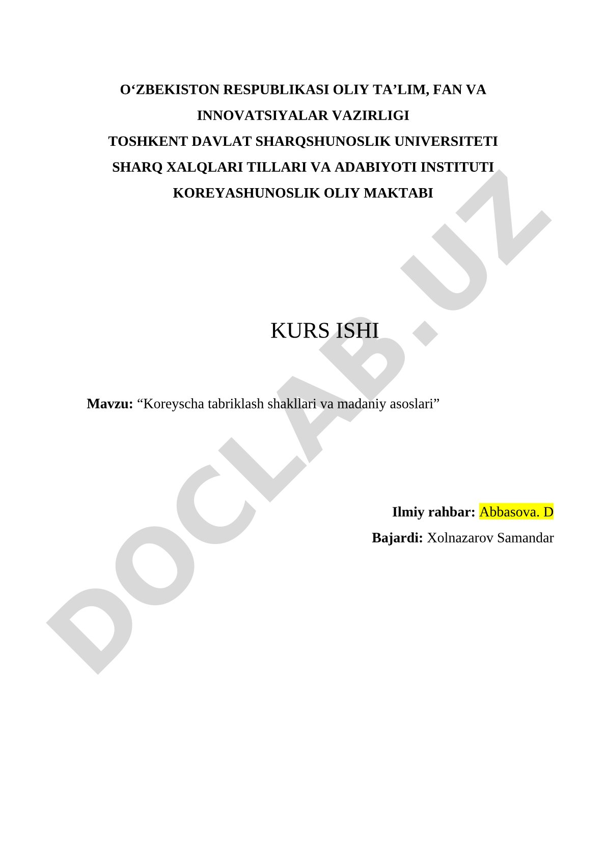 Koreyscha tabriklash shakllari va madaniy asoslari