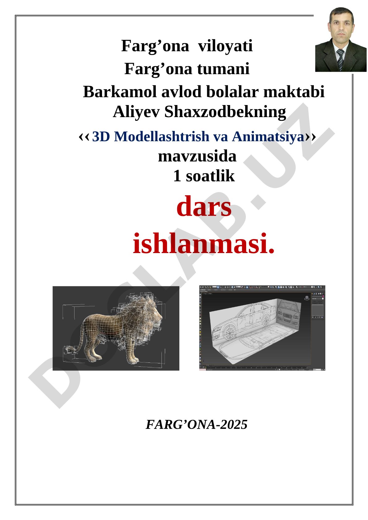 3D Modellashtirish va Animatsiya