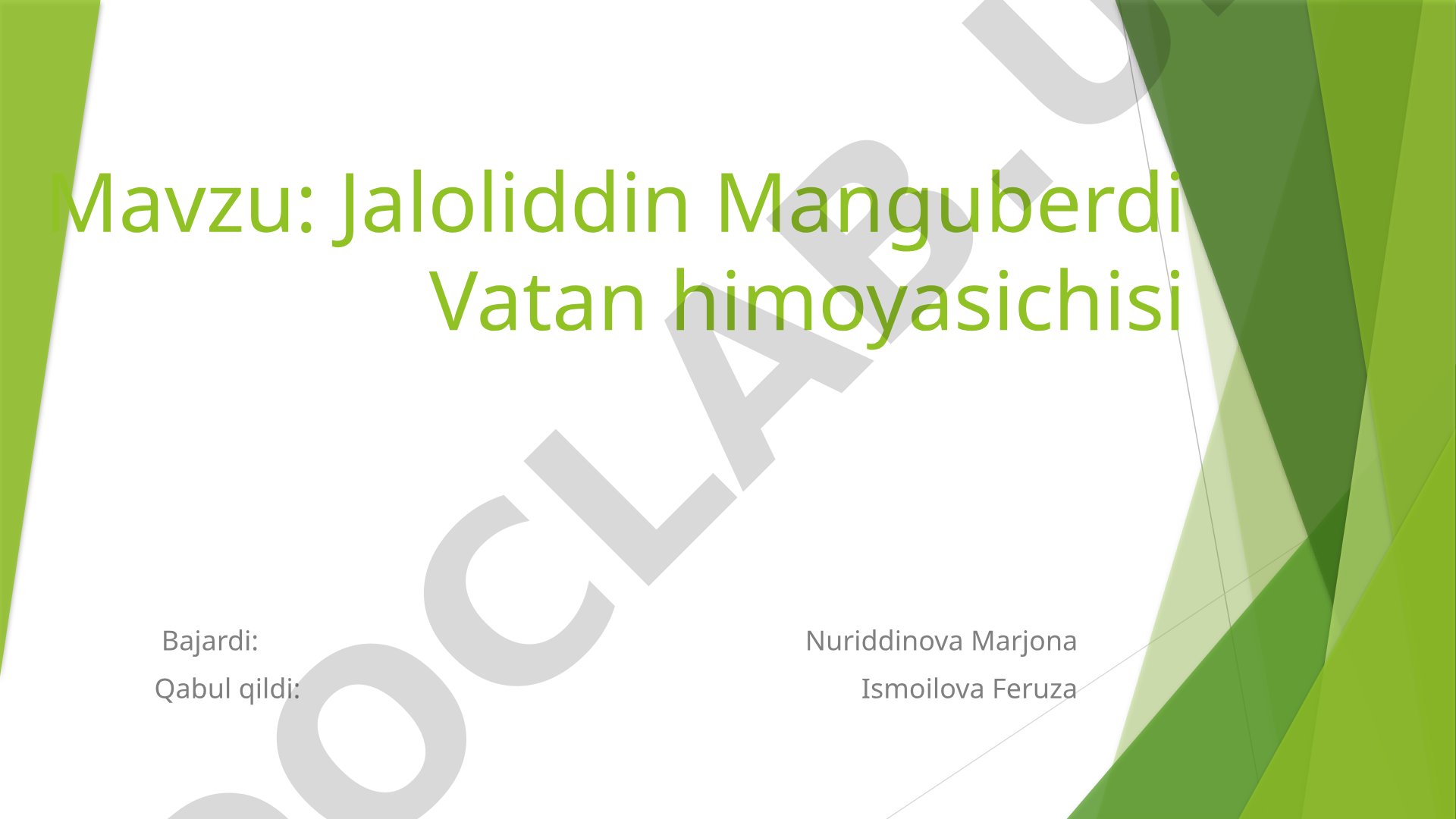 Jaloliddin Manguberdi Vatan himoyasichisi