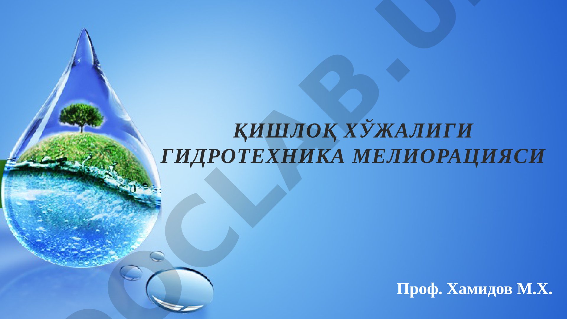 ЕРЛАРНИНГ ШЎРЛАНИШИГА ҚАРШИ МЕЛИОРАТИВ ТАДБИРЛАР