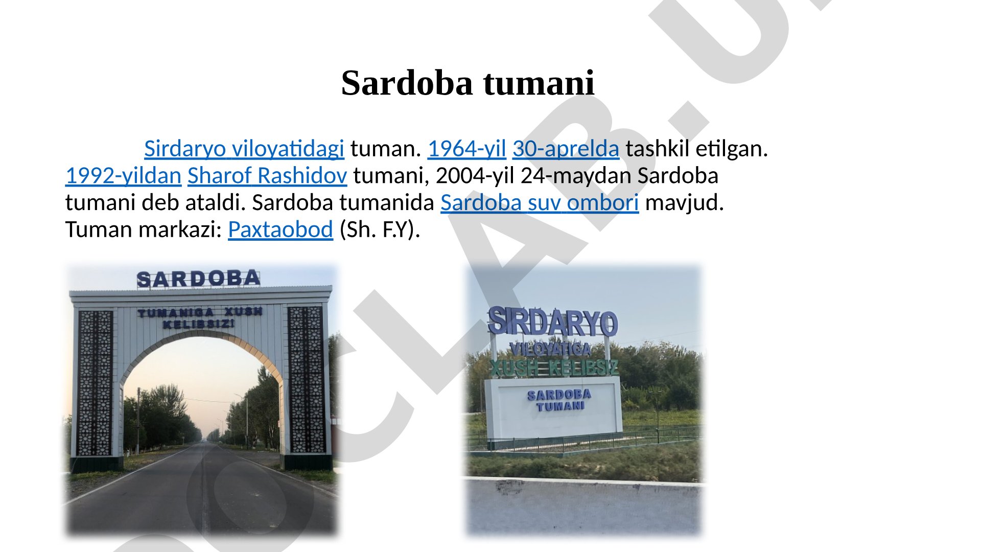 Sardoba tumanining geografik va iqlim xususiyatlari