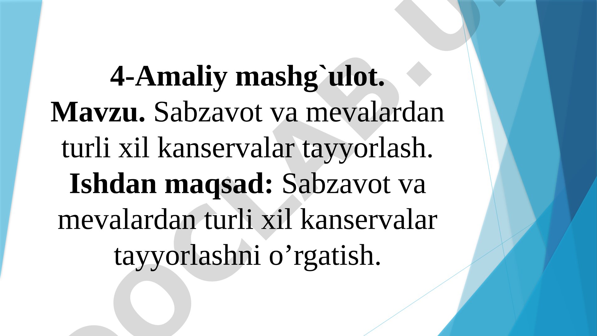 Sabzavot va mevalardan turli xil kanservalar tayyorlash
