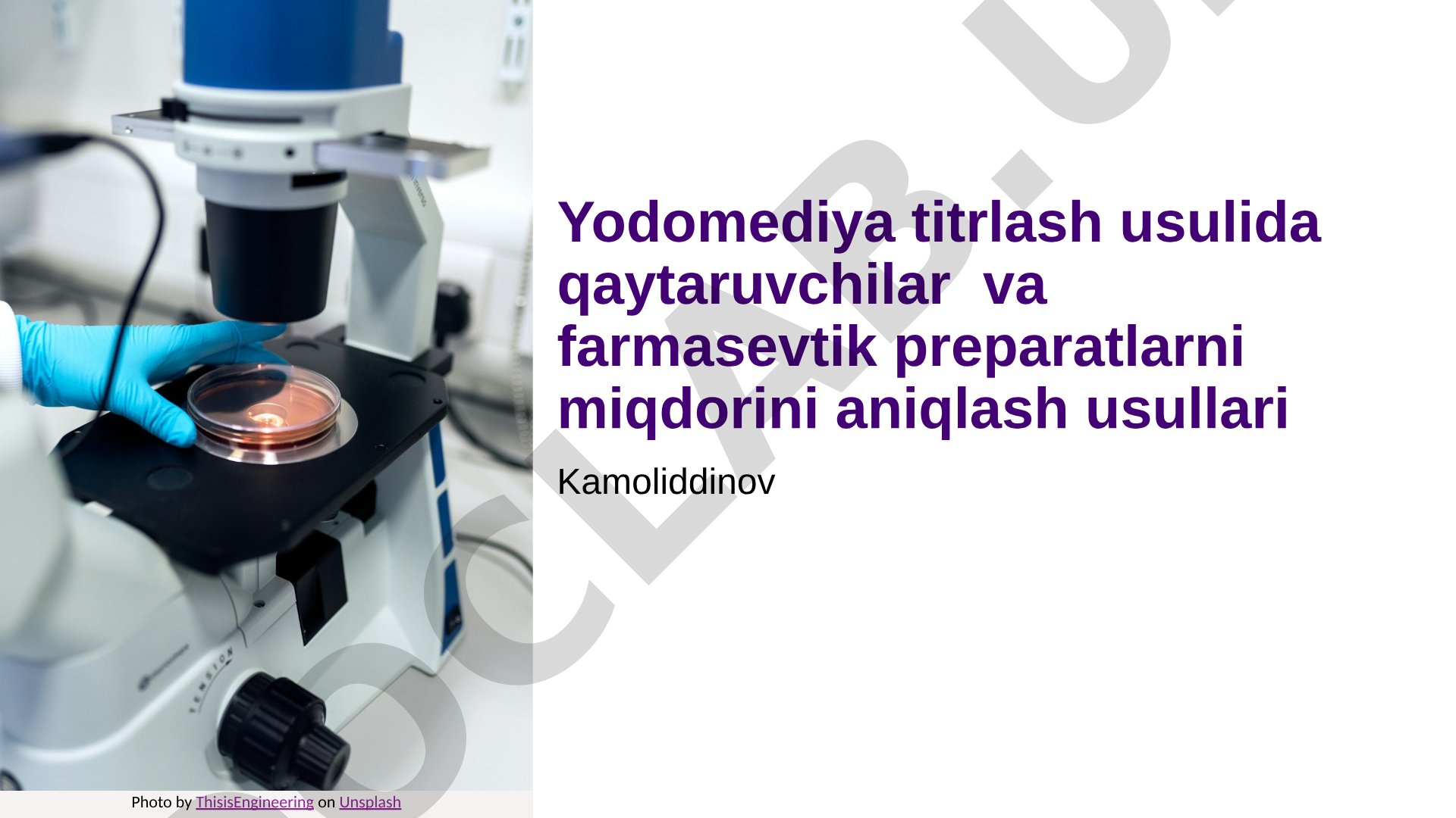 Yodomediya titrlash usulida qaytaruvchilar va farmatsevtik preparatlarni aniqlash usullari