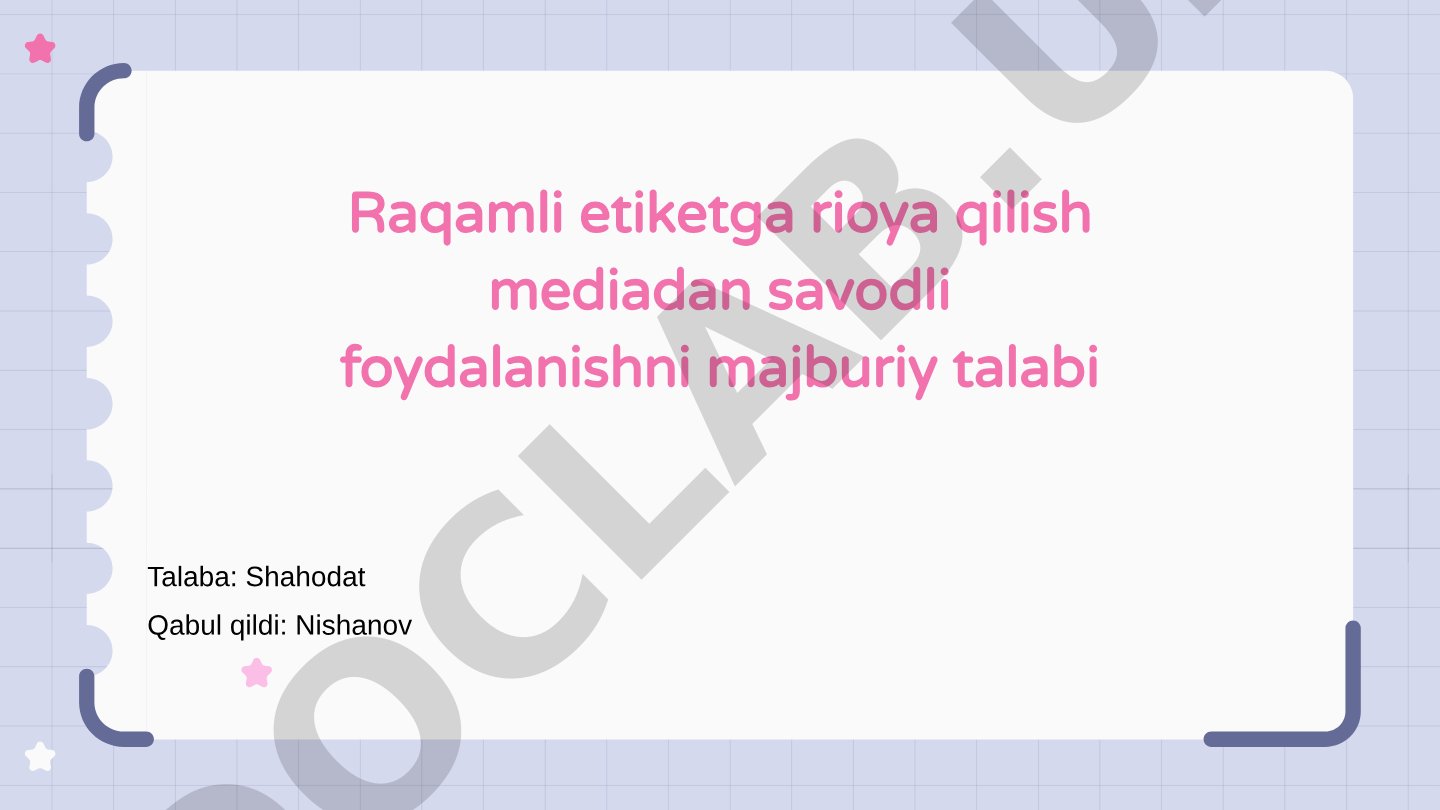 Raqamli etiket va media savodxonligi