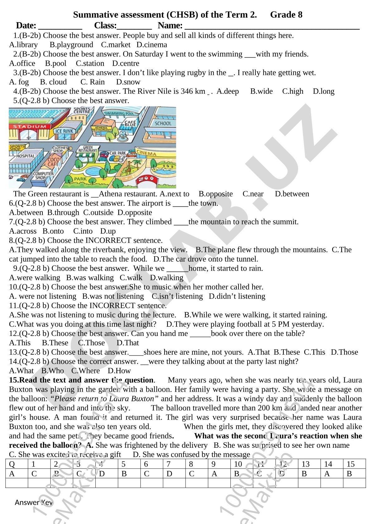 Grade 8 English Summative Assessment Term 2