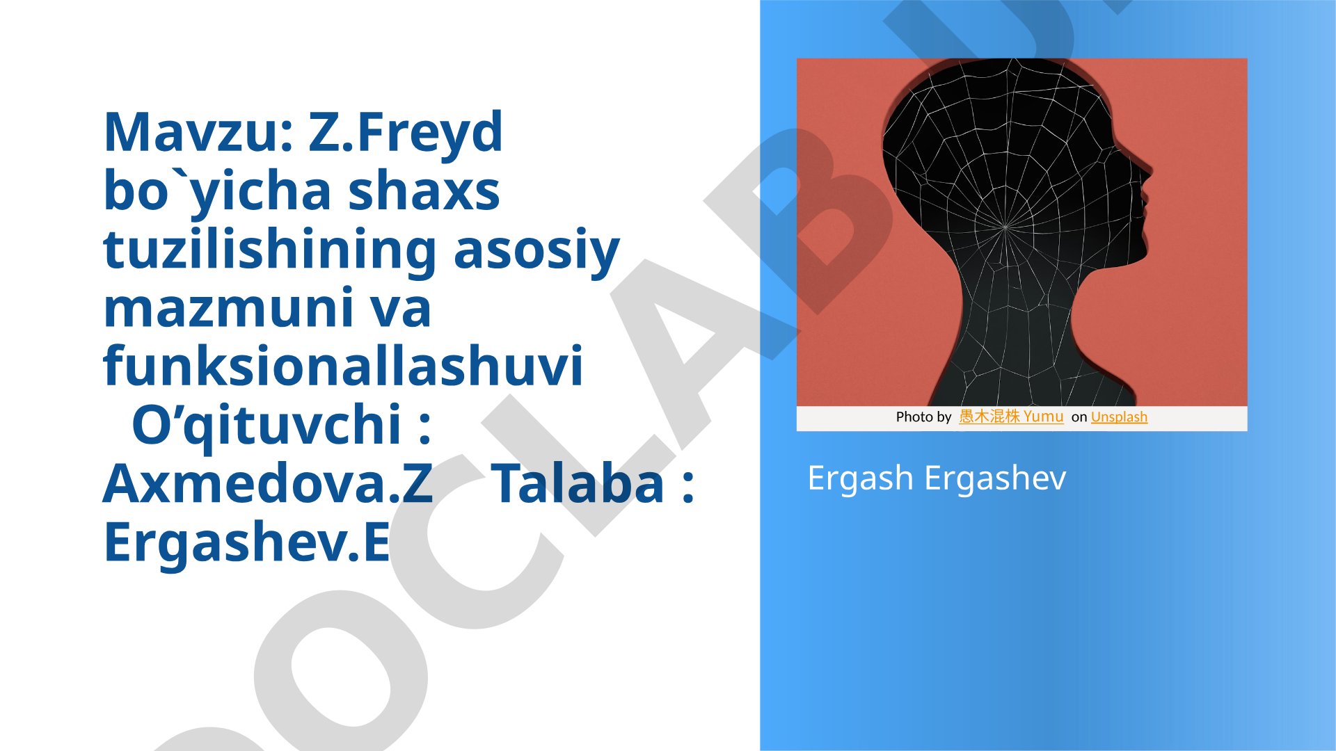 Z.Freyd bo'yicha shaxs tuzilishining asosiy mazmuni va funksionallashuvi