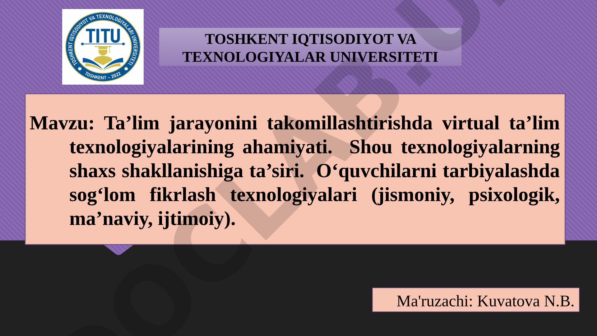 Ta’lim jarayonini takomillashtirishda virtual ta’lim texnologiyalarining ahamiyati