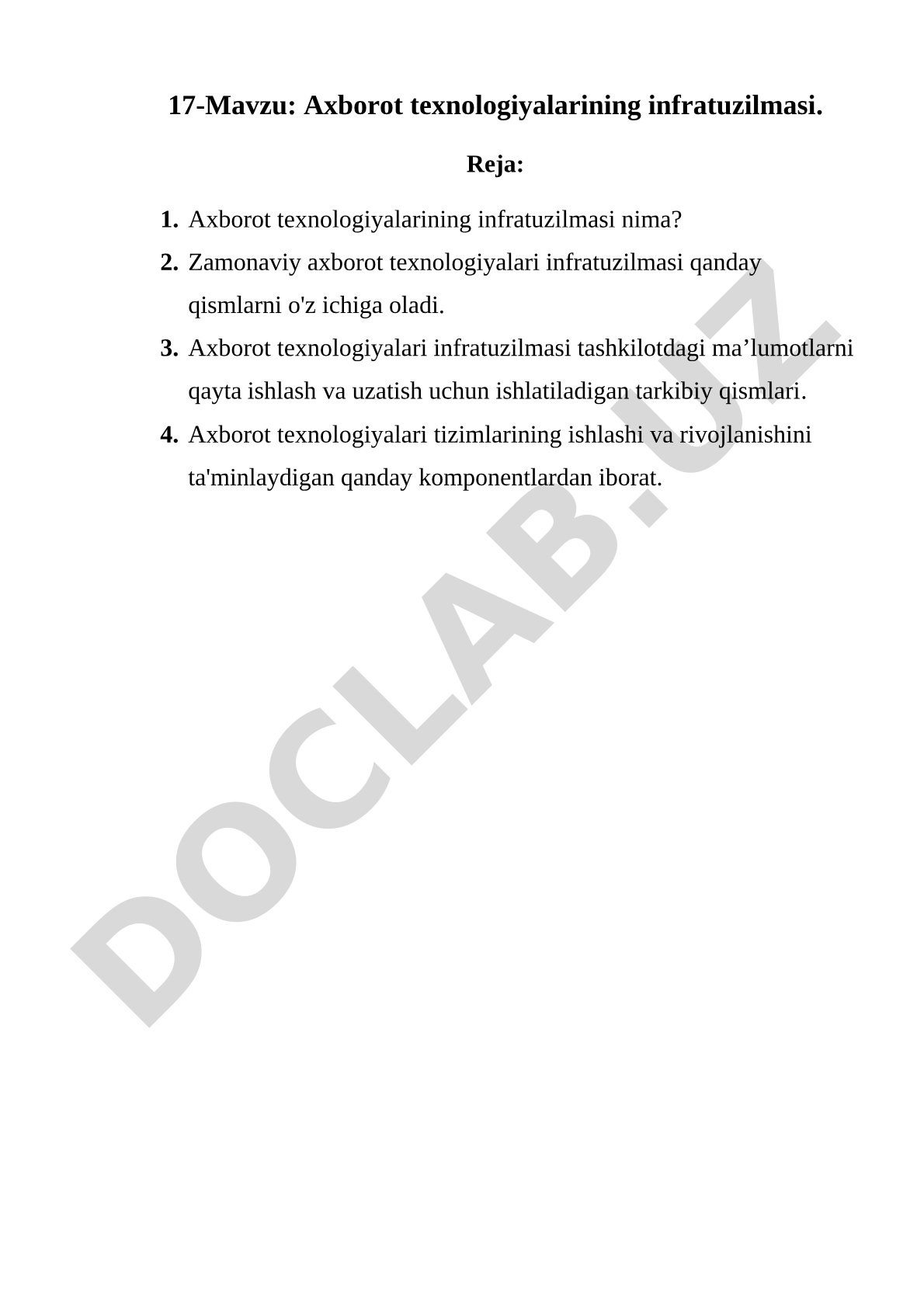 Axborot texnologiyalarining infratuzilmasi