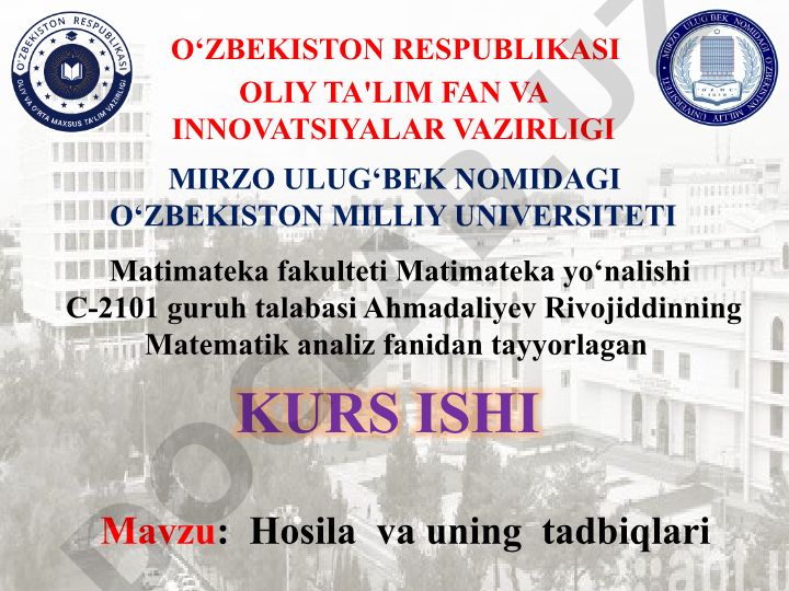 Hosila va uning tadbiqlari