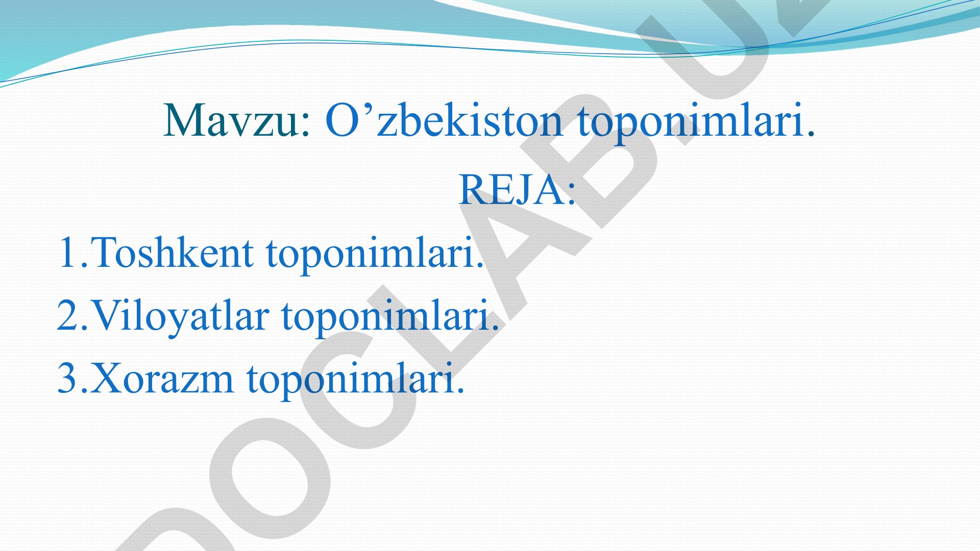 O’zbekiston toponimlari