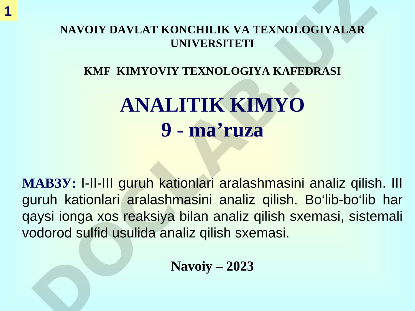 I-II-III guruh kationlari aralashmasini analiz qilish. III guruh kationlari aralashmasini analiz qilish. Bo‘lib-bo‘lib har qaysi ionga xos reaksiya bilan analiz qilish sxemasi, sistemali vodorod sulfid usulida analiz qilish sxemasi.