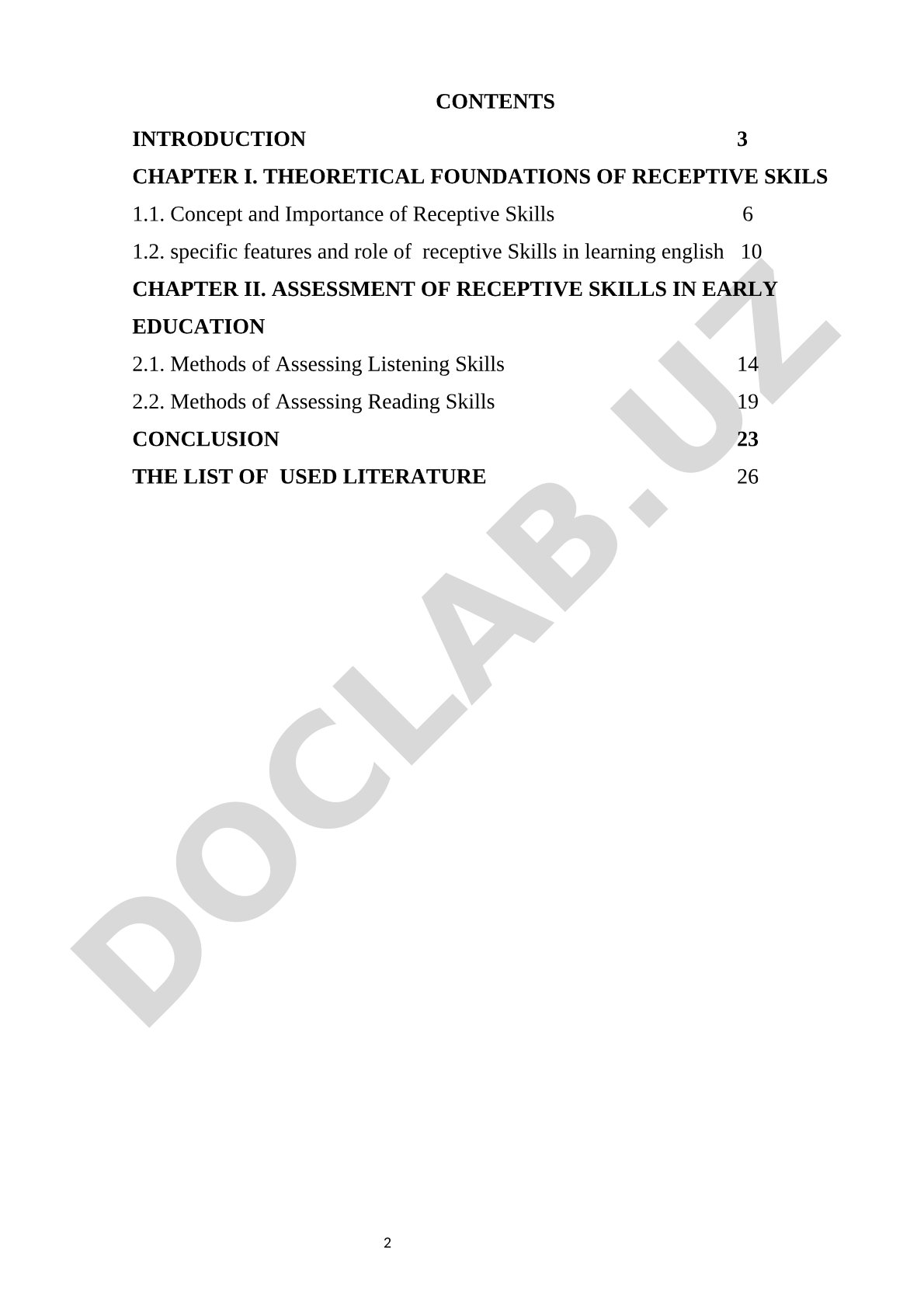 Assessing Receptive Skills in Early English Language Education