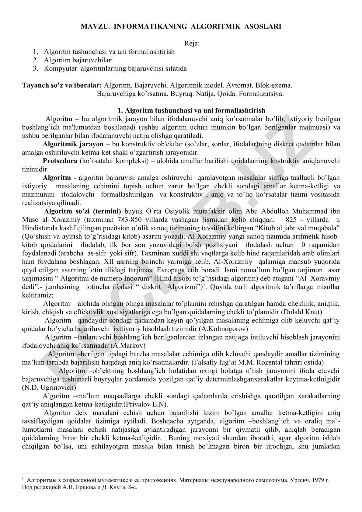 Informatikaning algoritmik asoslari