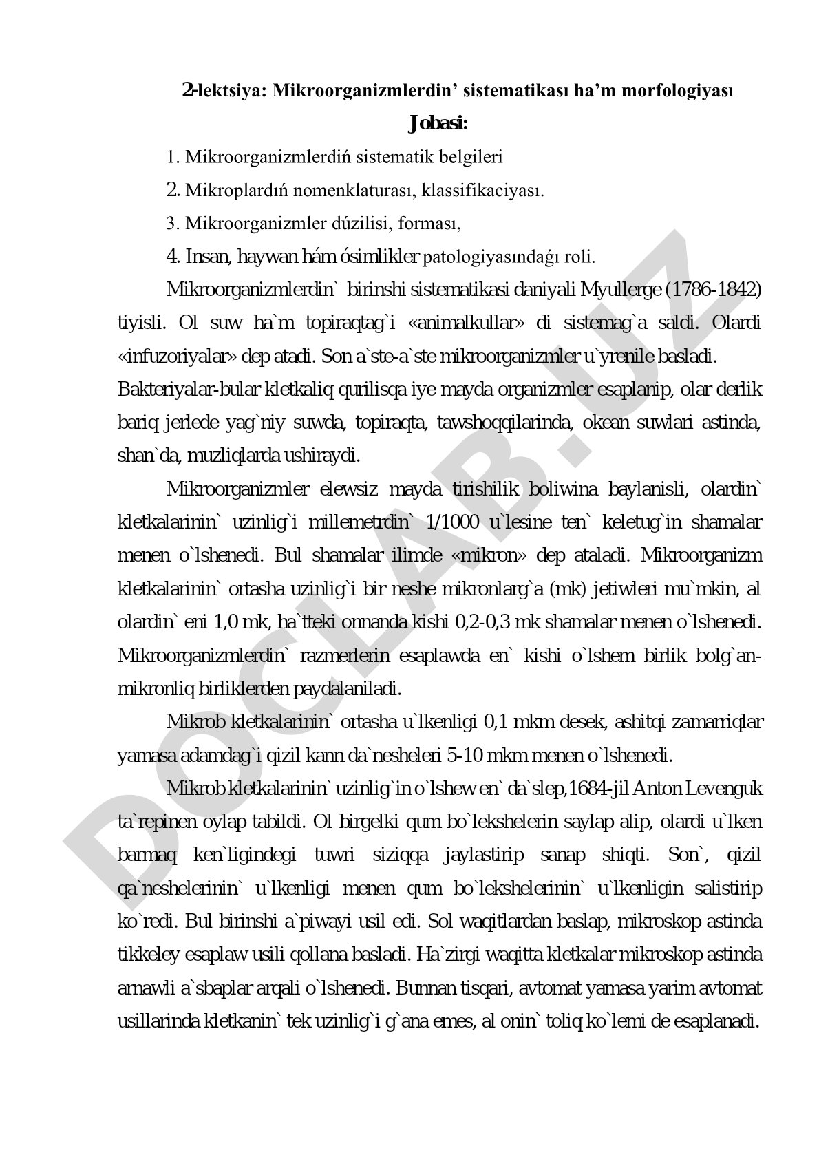 Mikroorganizmlerdin sistematikası hám morfologiyası