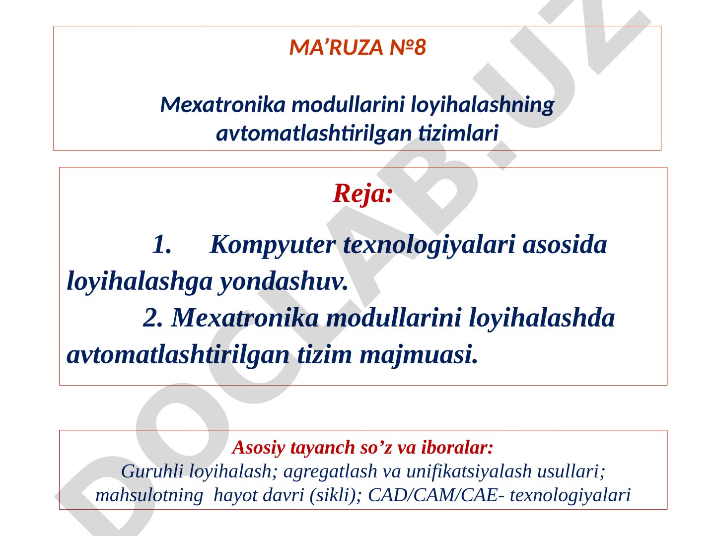 Mexatronika modullarini loyihalashning avtomatlashtirilgan tizimlari