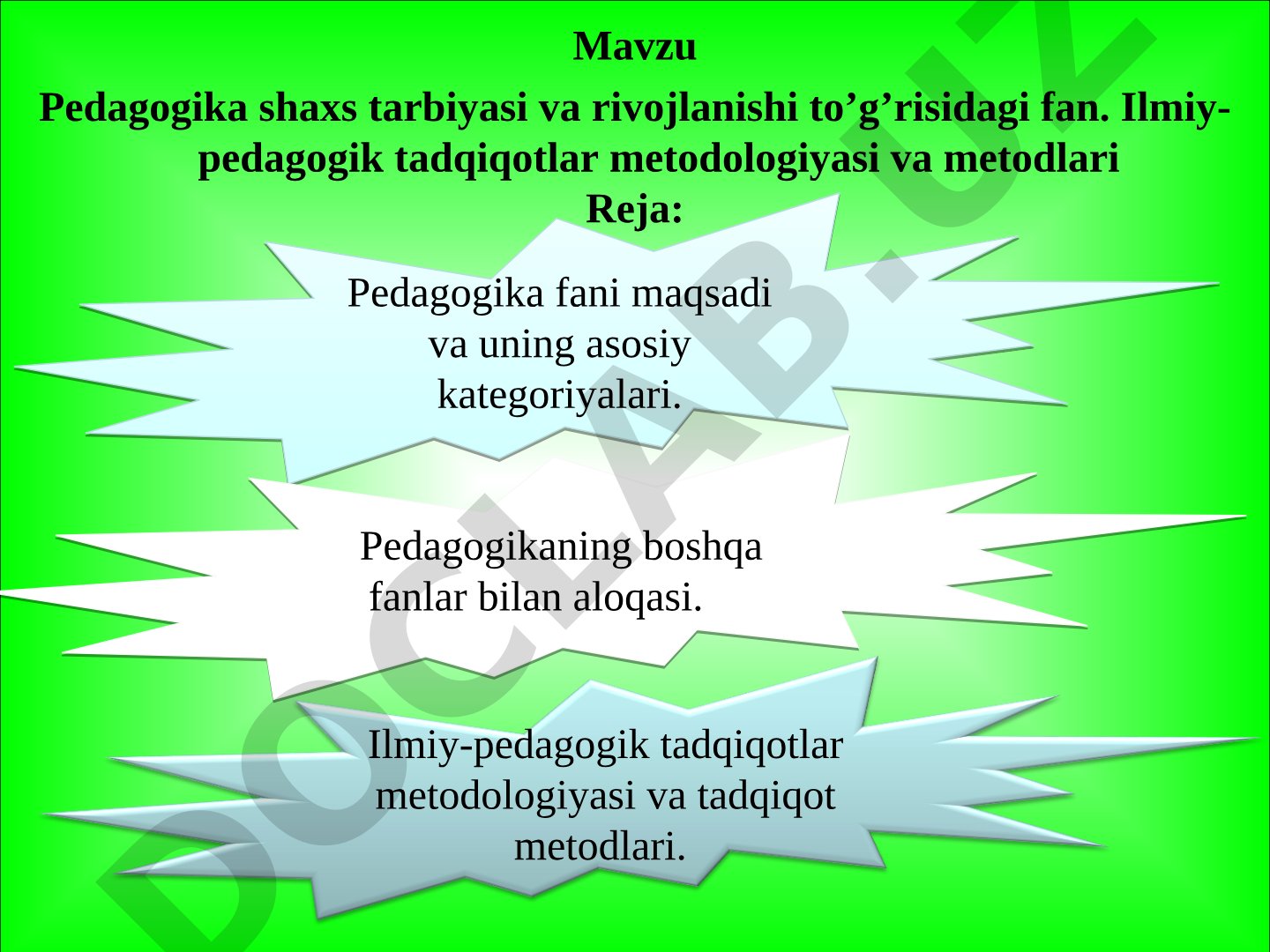 Pedagogika shaxs tarbiyasi va rivojlanishi to'g'risidagi fan