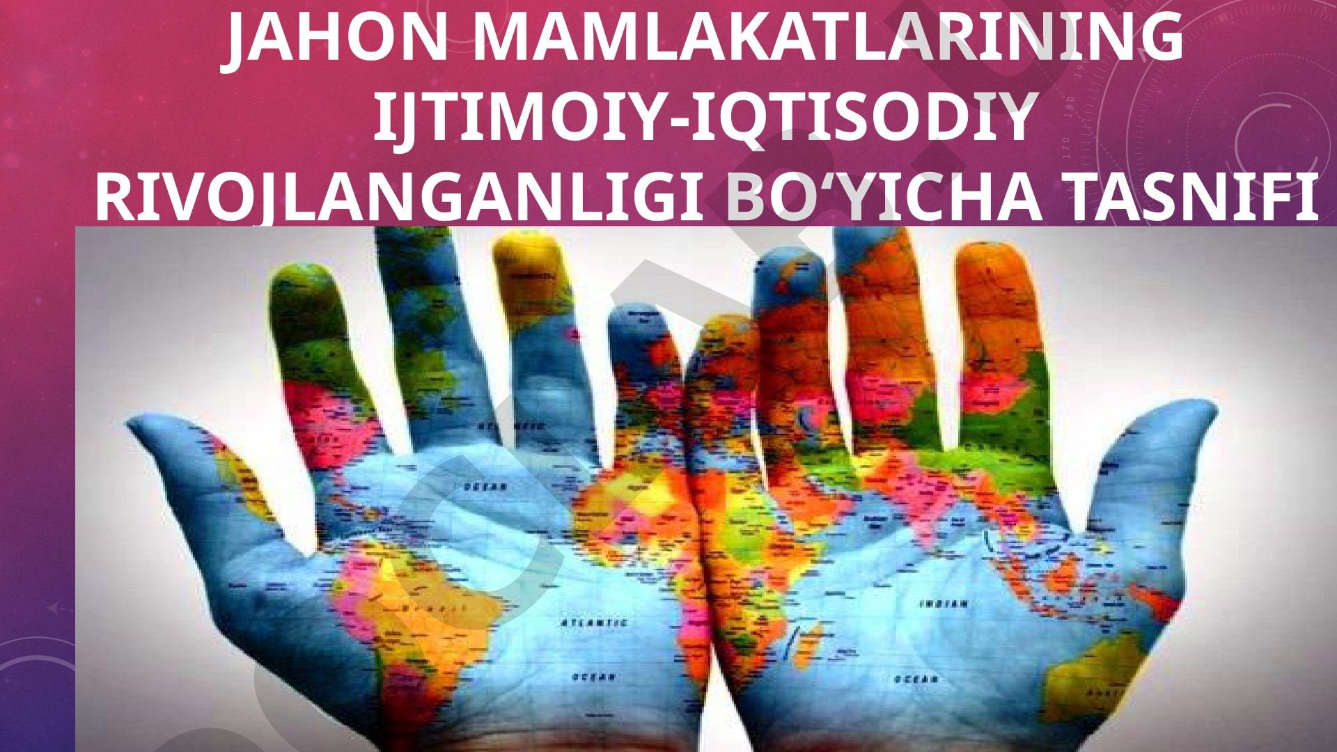 Jahon mamlakatlarining ijtimoiy-iqtisodiy rivojlanganligi bo‘yicha tasnifi