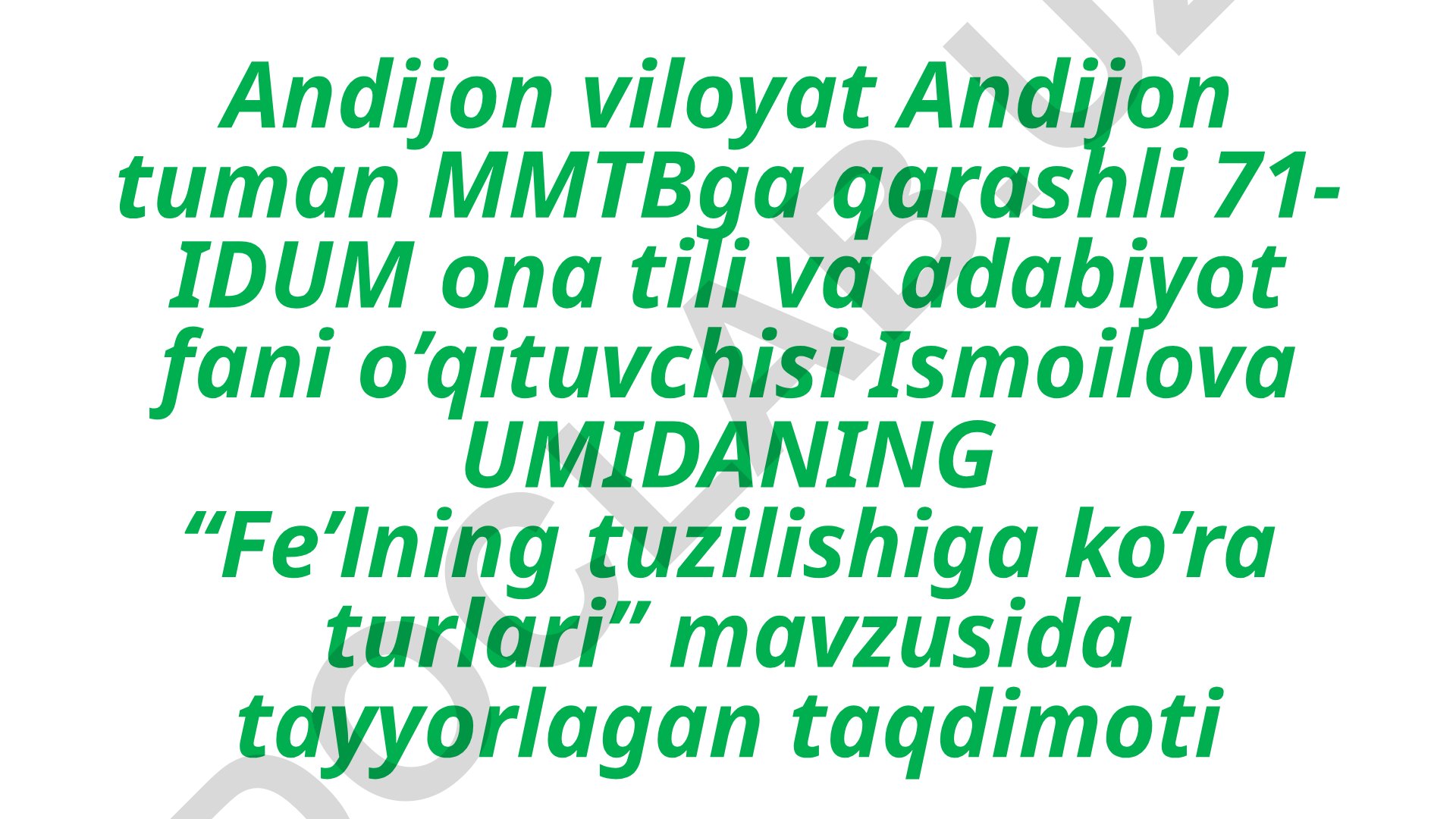 Fe'lning tuzilishiga ko'ra turlari