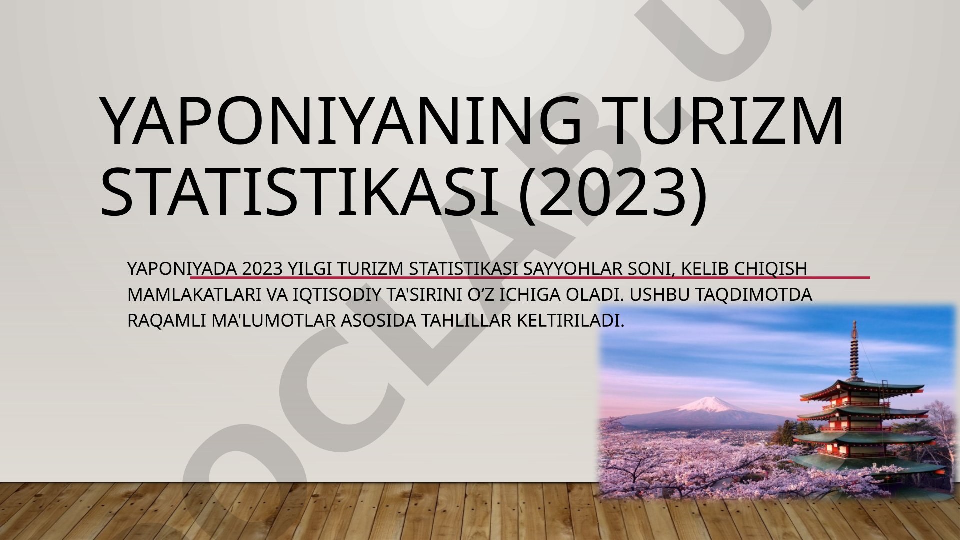 Yaponiyaning turizm statistikasi (2023)
