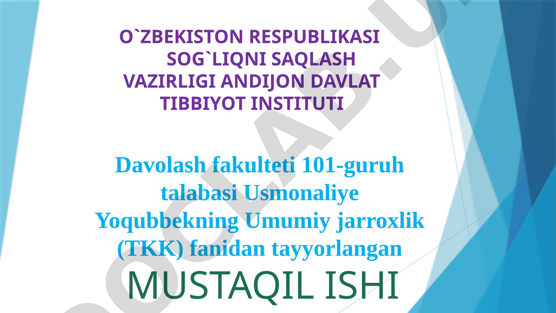 Xirurgiya qabul bolimi tuzilmasi, vazifalari va uni ishini tashkil qilish