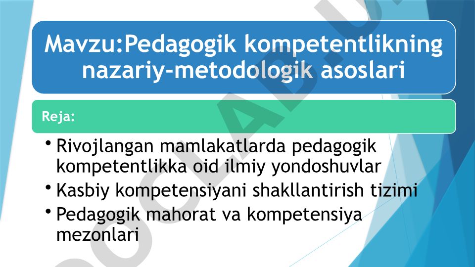Pedagogik kompetentlikning nazariy-metodologik asoslari
