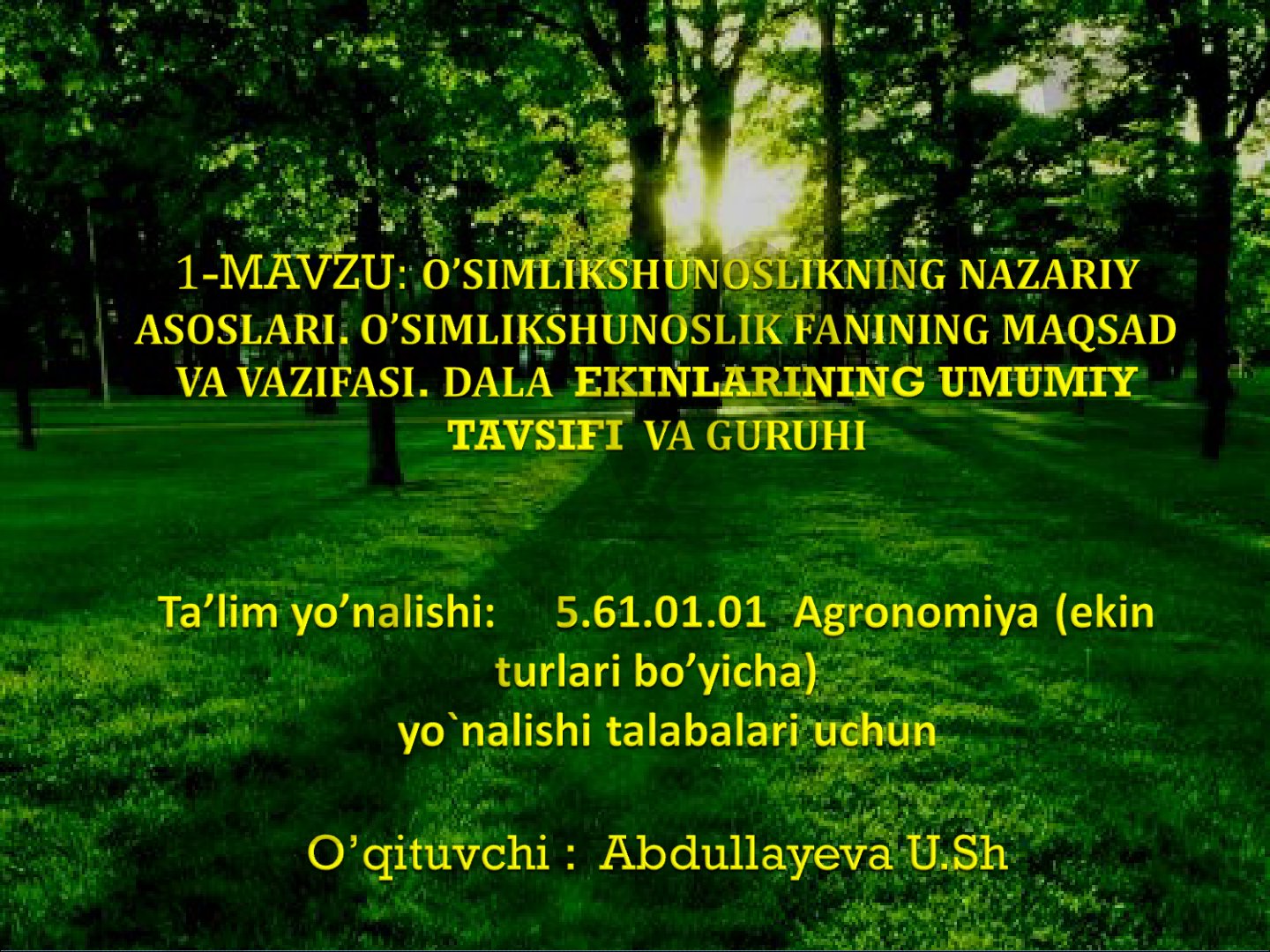 O'simlikshunoslikning nazariy asoslari