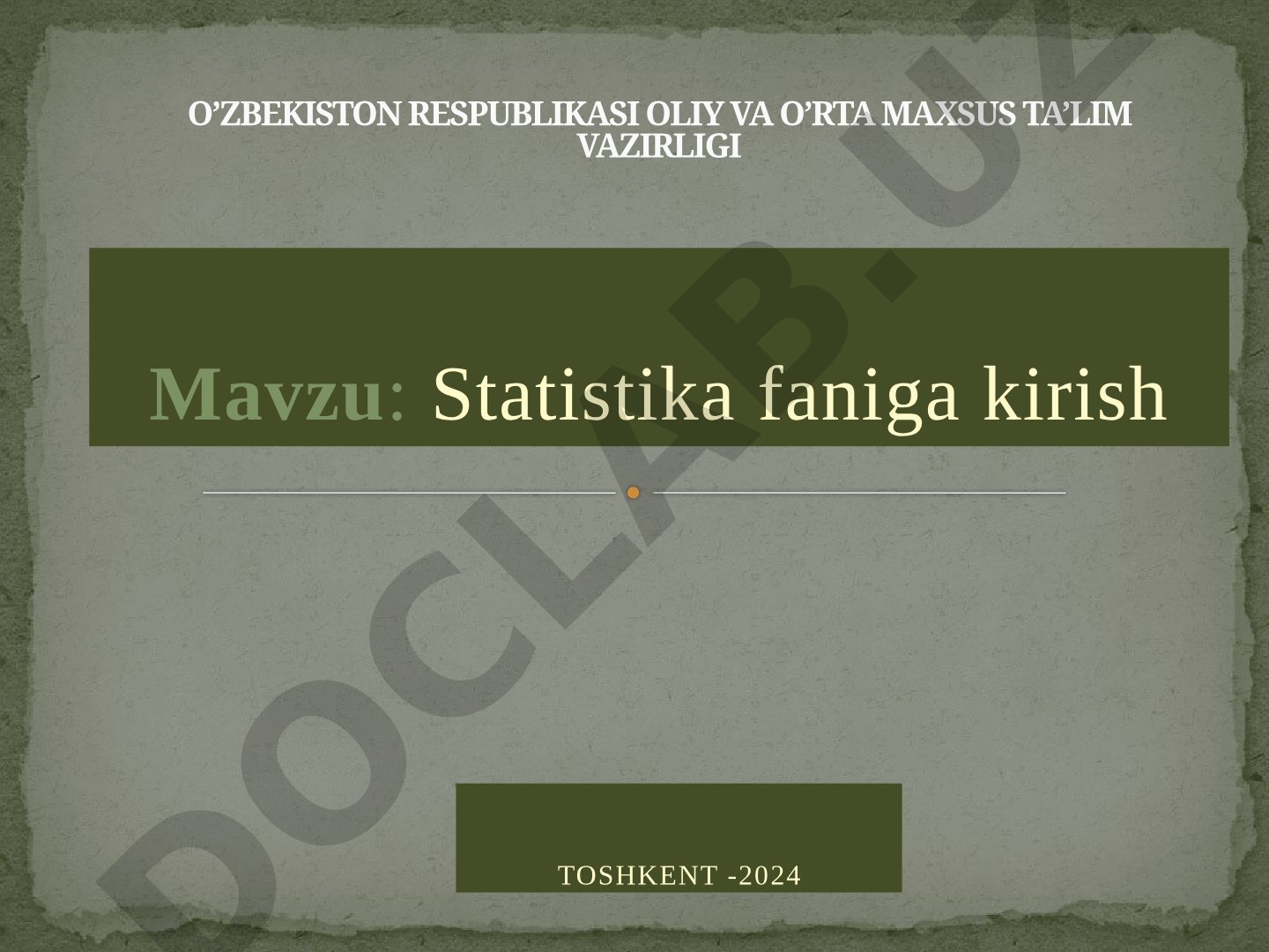 Statistika faniga kirish