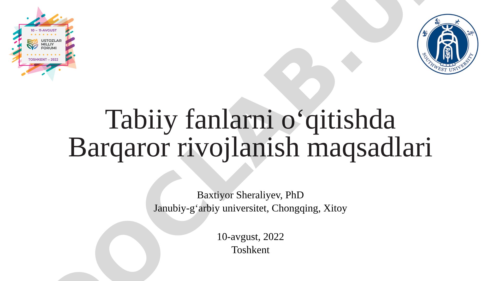Tabiiy fanlarni o‘qitishda Barqaror rivojlanish maqsadlari
