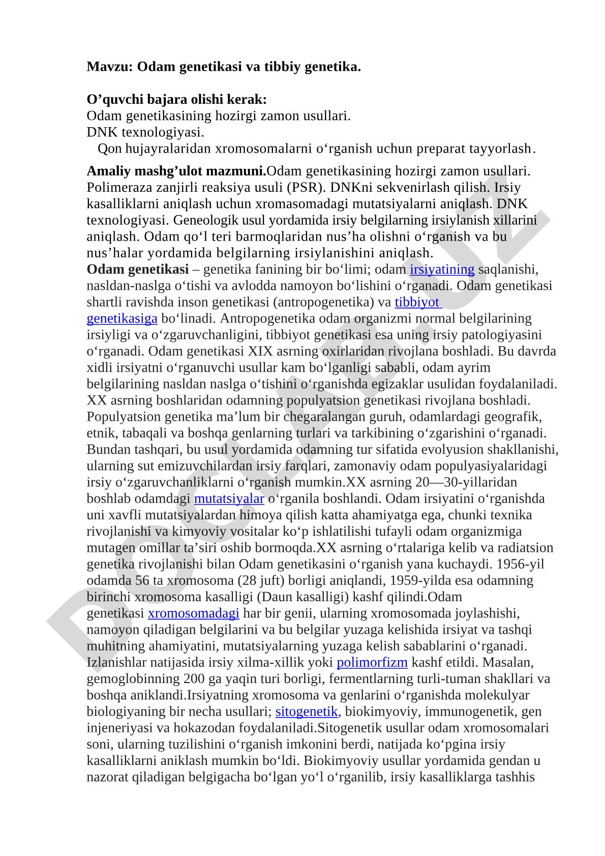 Odam genetikasi va tibbiy genetika