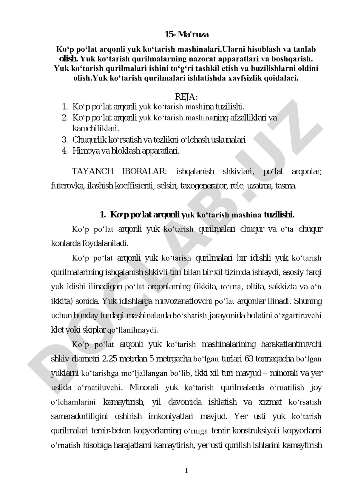Ko‘p po‘lat arqonli yuk ko‘tarish mashinalari