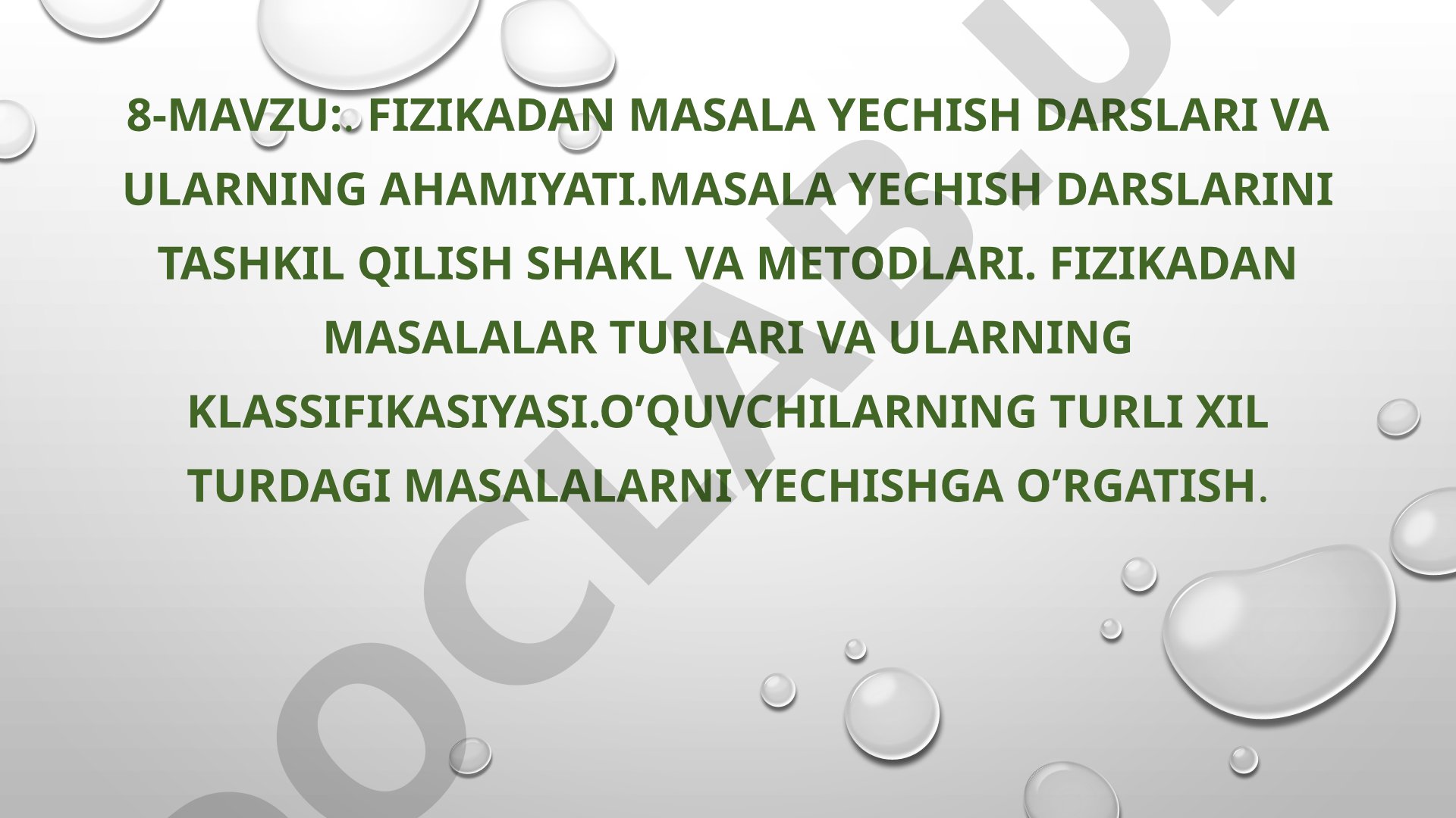 Fizikadan masala yechish darslari va ularning ahamiyati