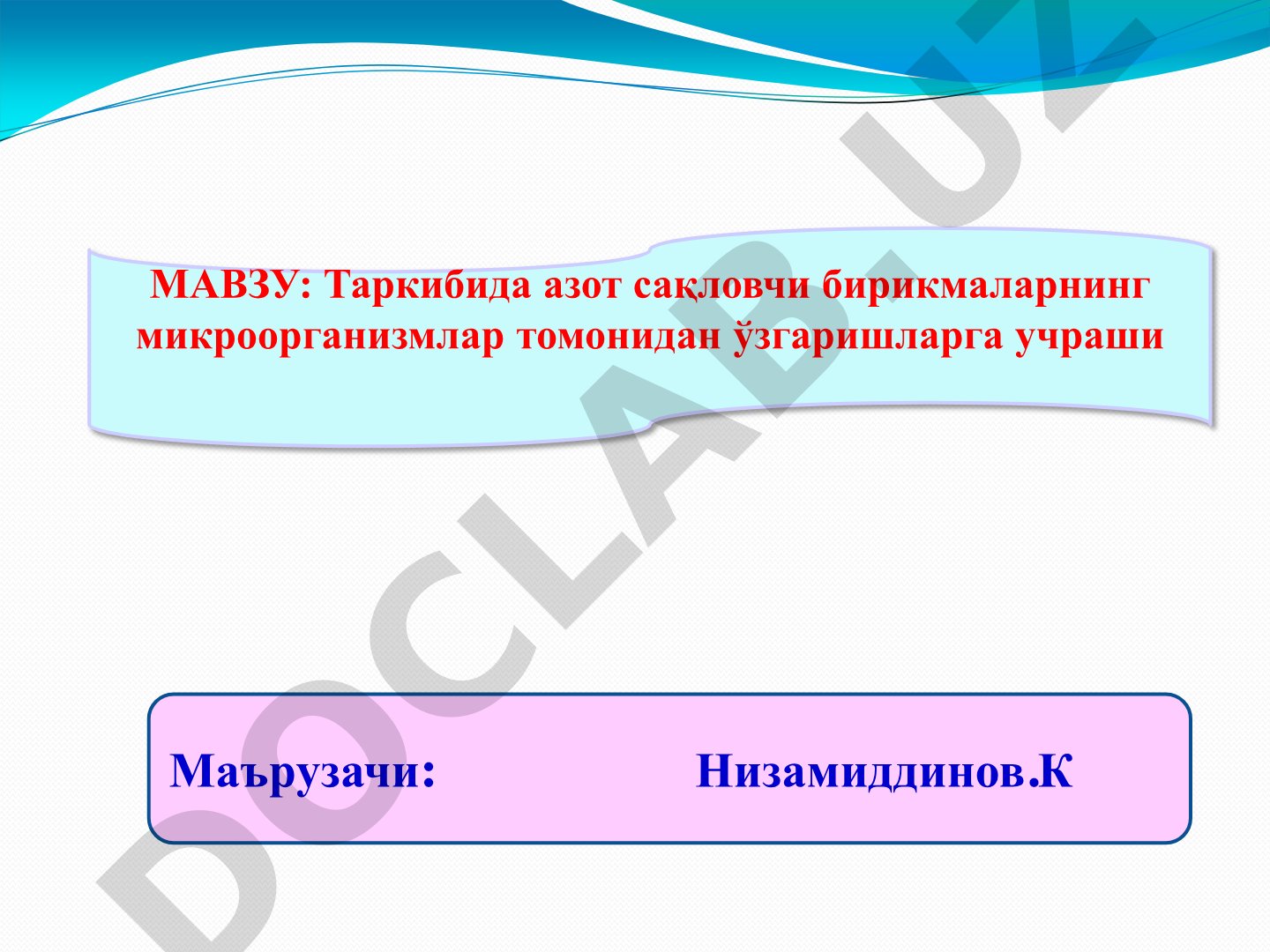 Таркибида азот сақловчи бирикмаларнинг микроорганизмлар томонидан ўзгаришларга учраши