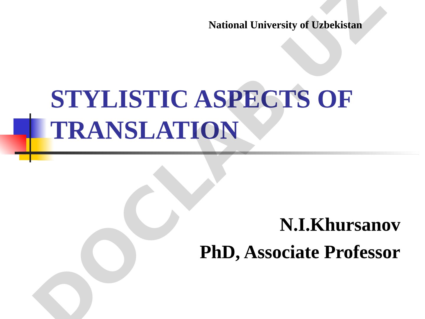 Stylistic Aspects of Translation