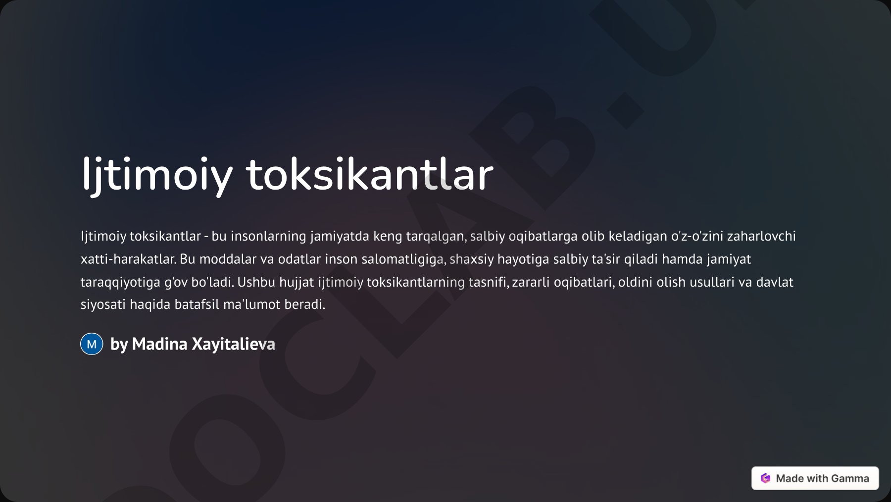 Ijtimoiy toksikantlar: tasnifi, zararli oqibatlari va oldini olish usullari
