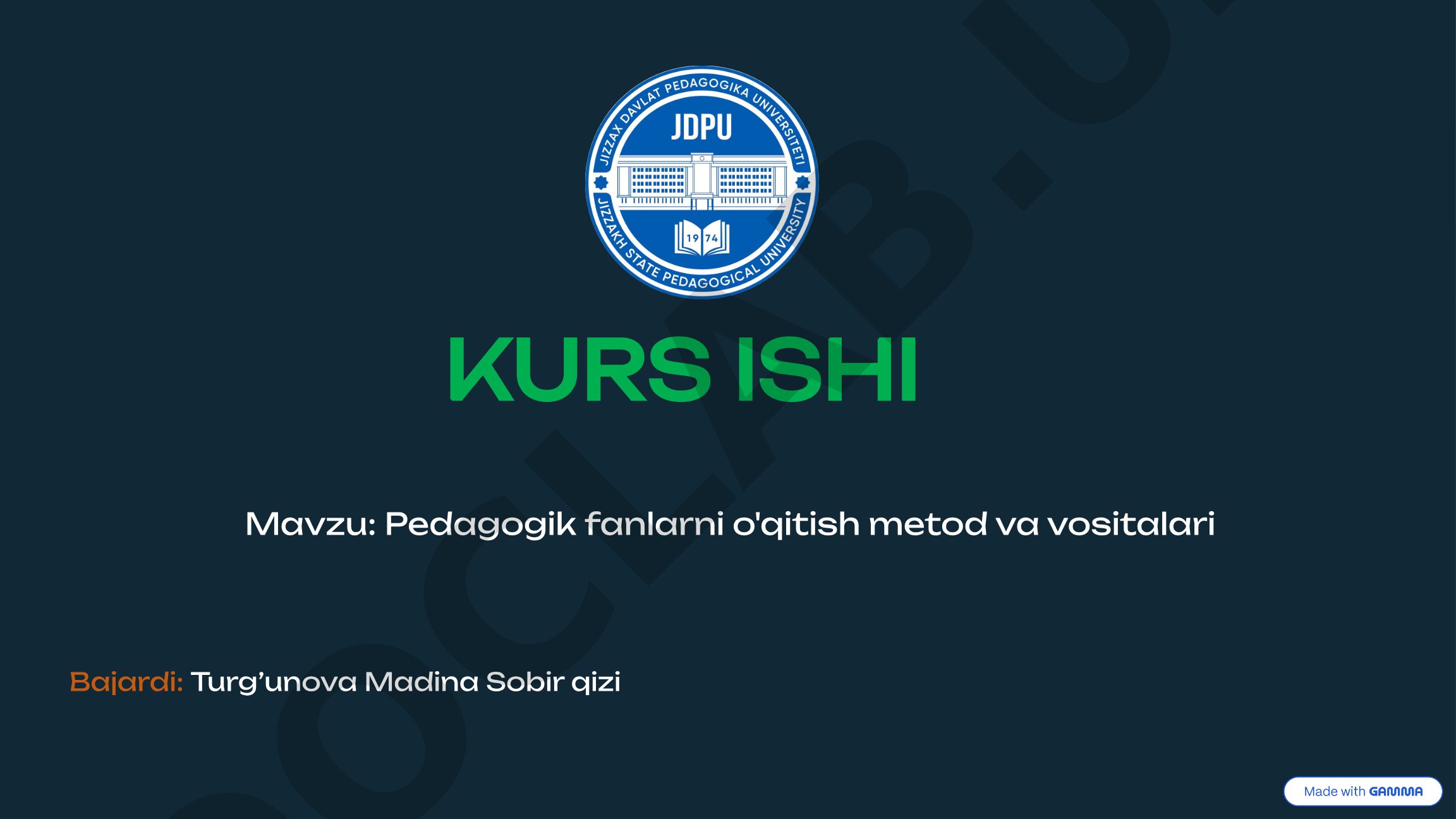 Pedagogik fanlarni o'qitish metod va vositalari
