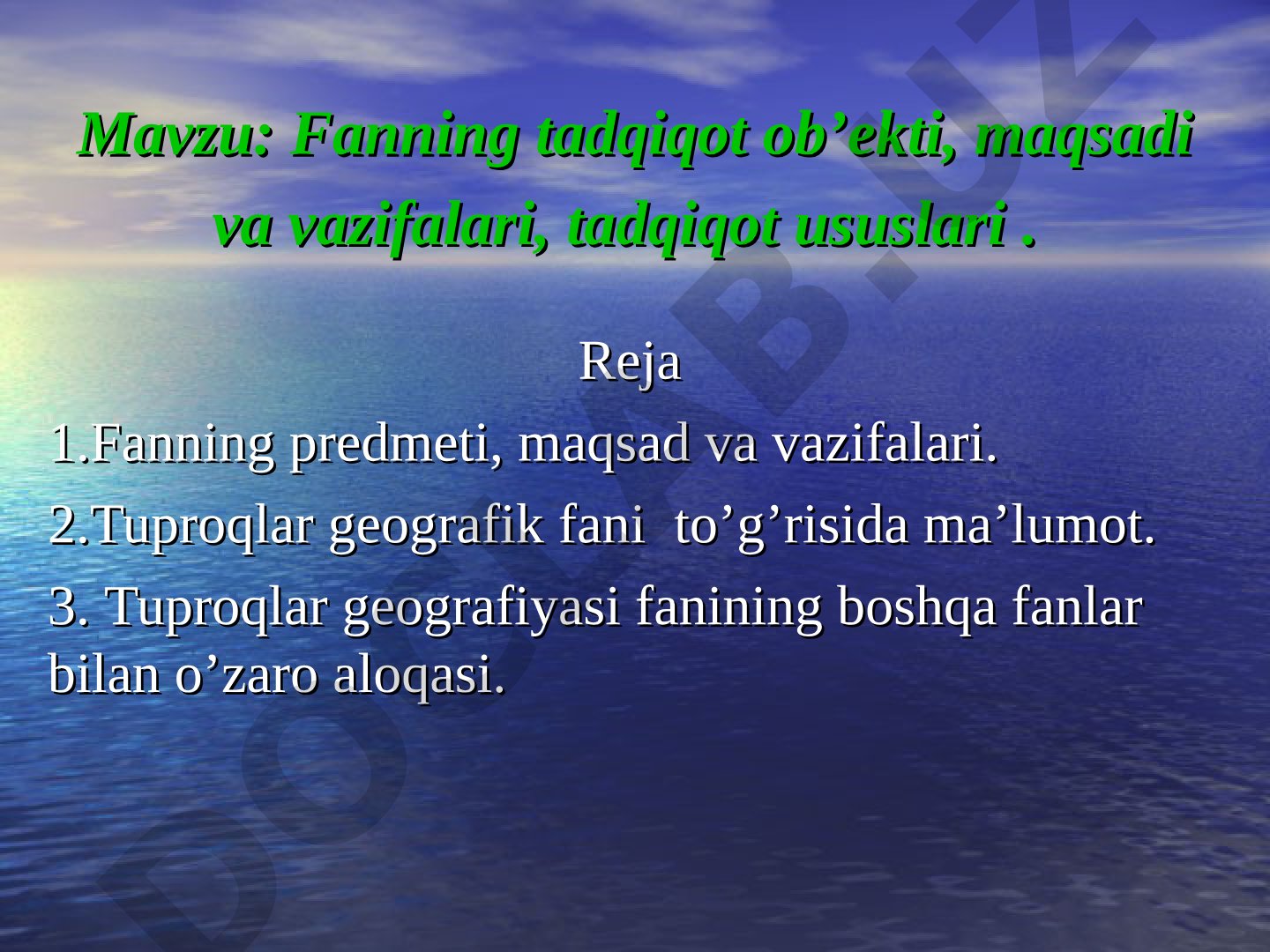 Fanning tadqiqot ob’ekti, maqsadi va vazifalari, tadqiqot ususlari