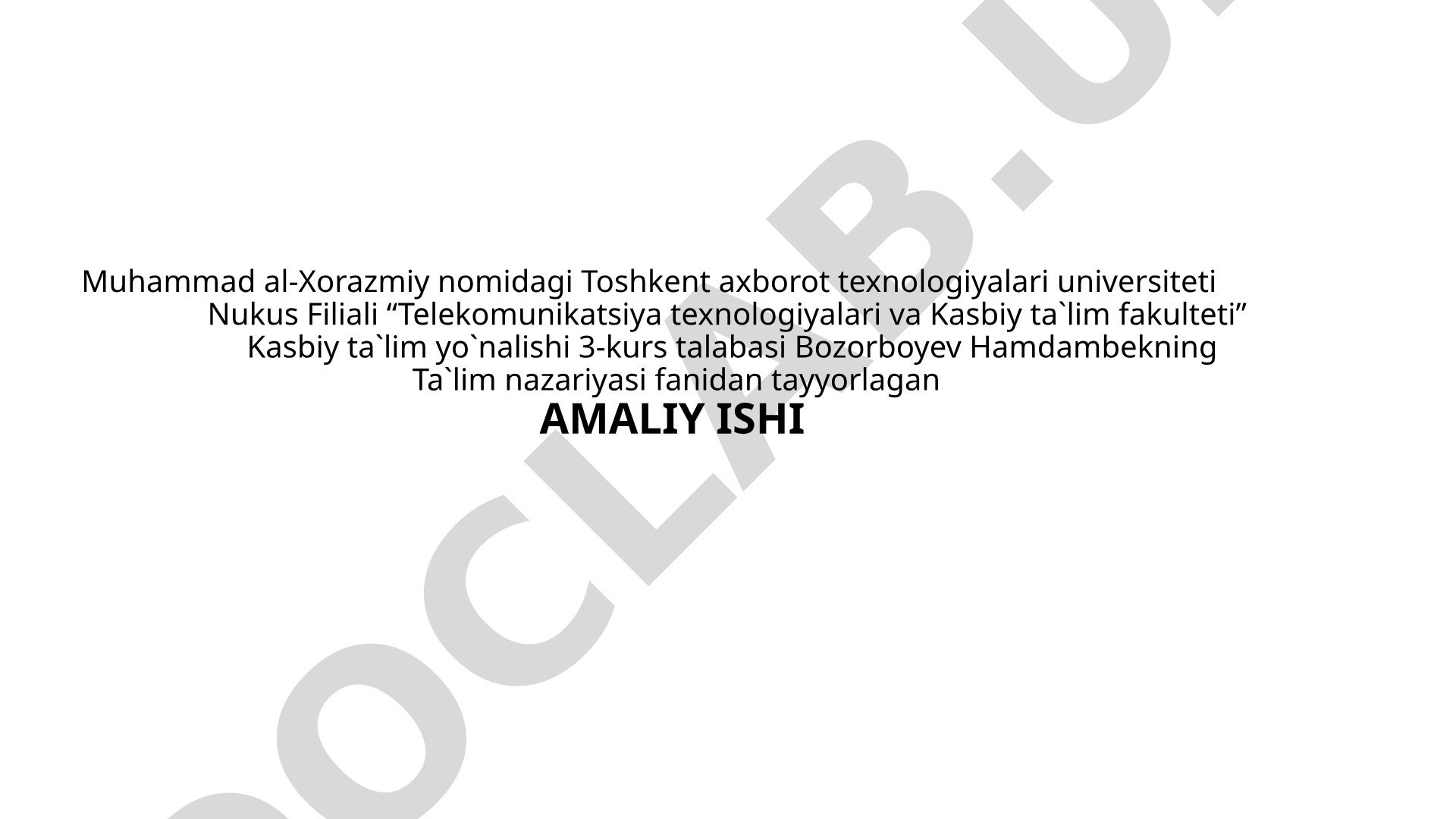 Summativ baholash (Assessment of Learning)