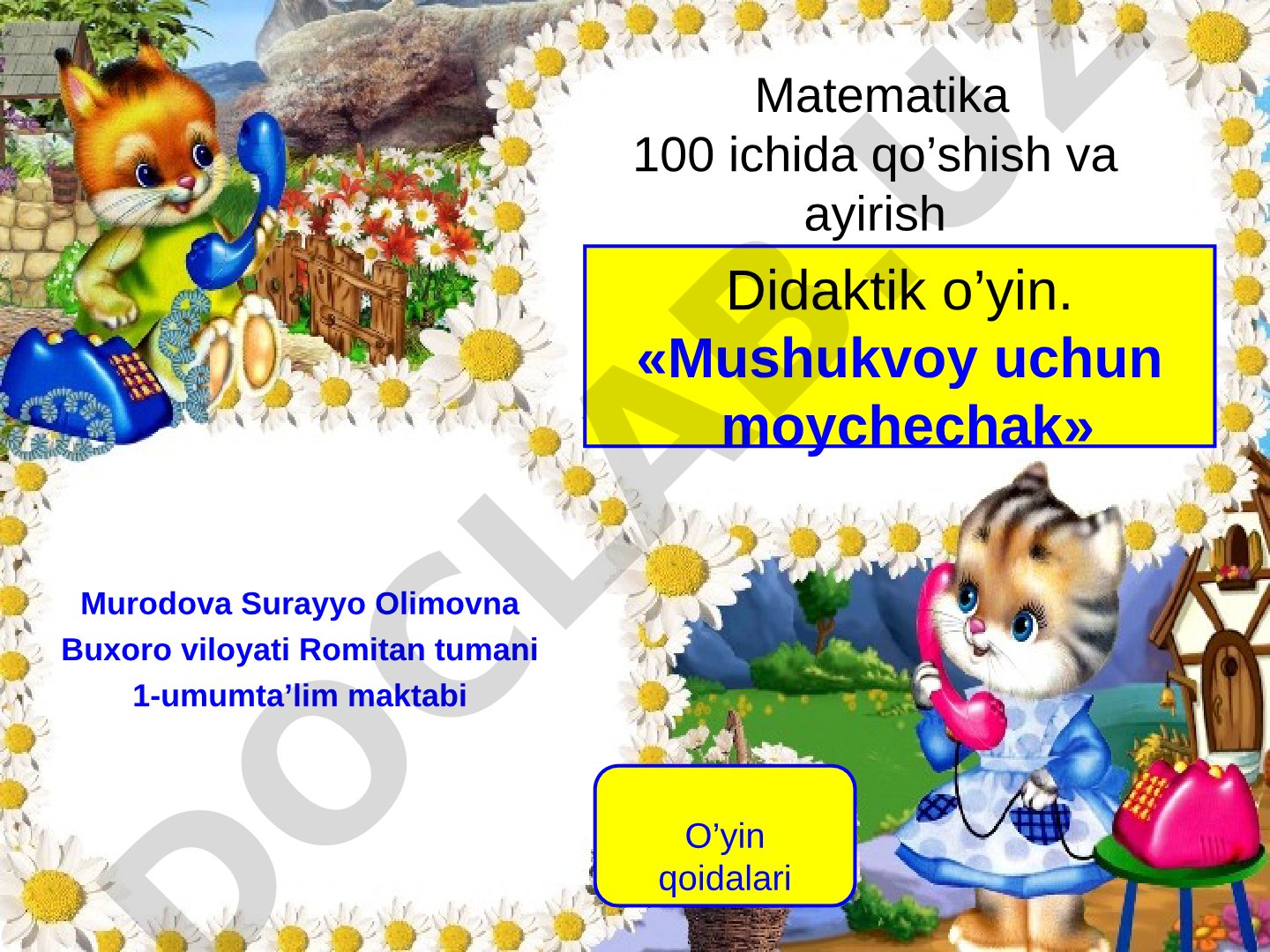 Matematika 100 ichida qo’shish va ayirish