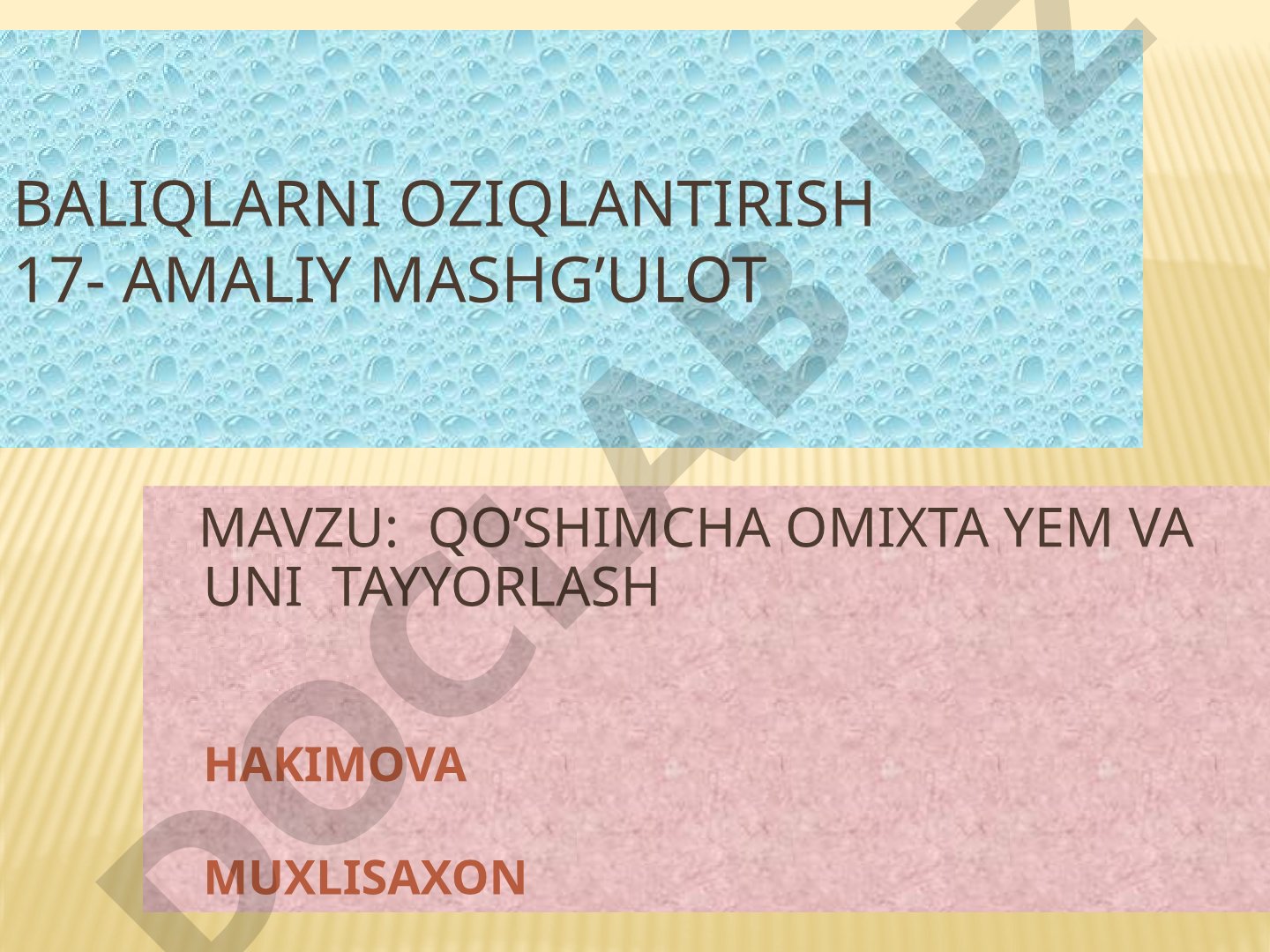 Qo'shimcha omixta yem va uni tayyorlash
