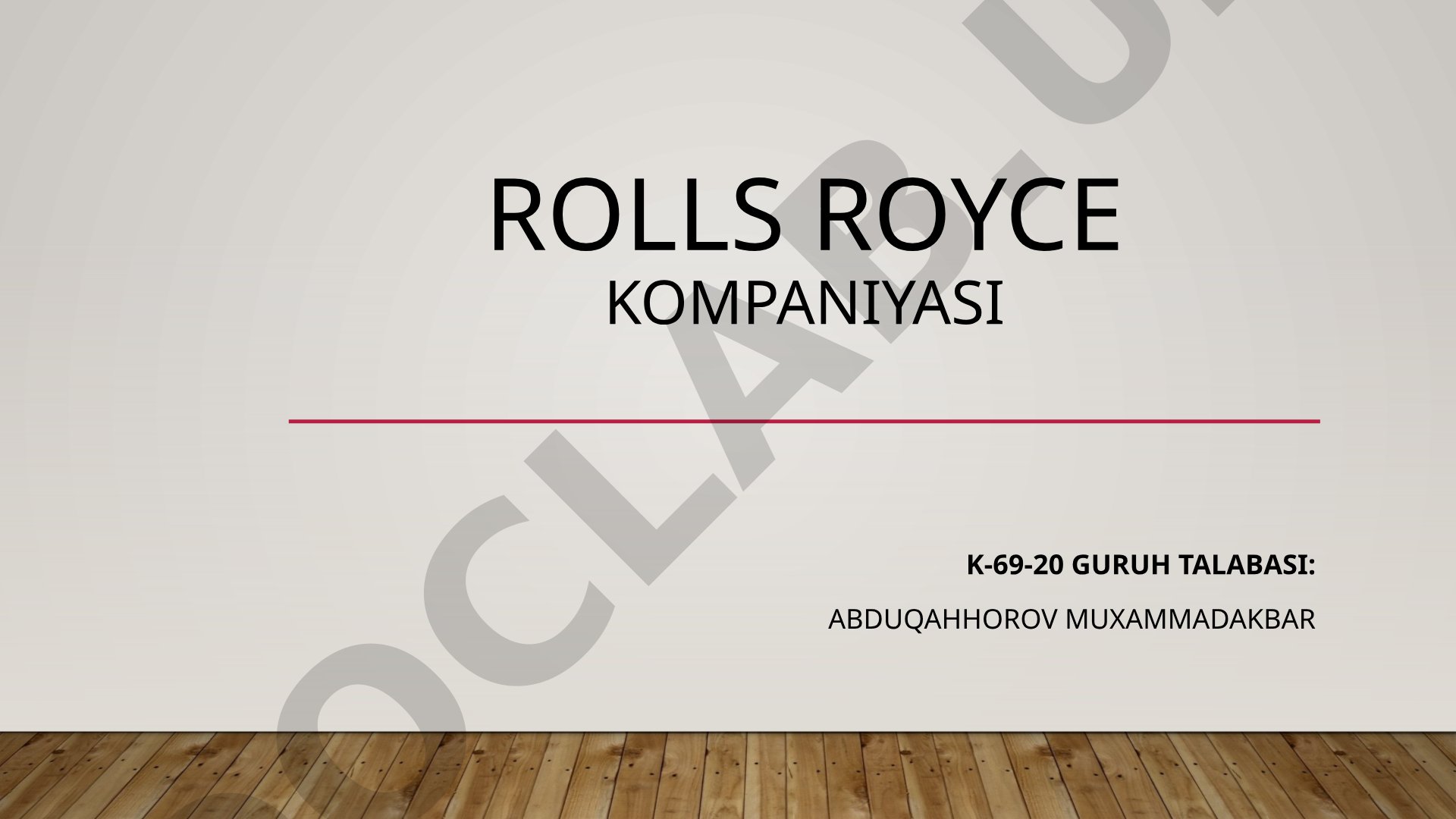 Rolls Royce kompaniyasining yaralishi