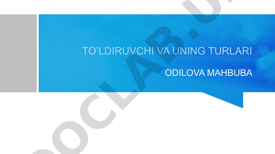 To'ldiruvchi va uning turlari test savollari