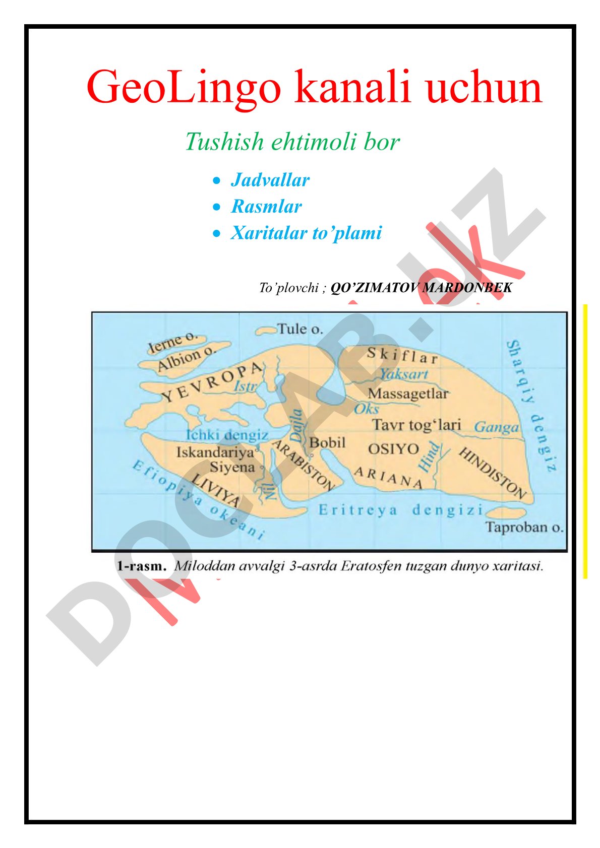 GeoLingo kanali uchun geografiya mavzulari to'plami