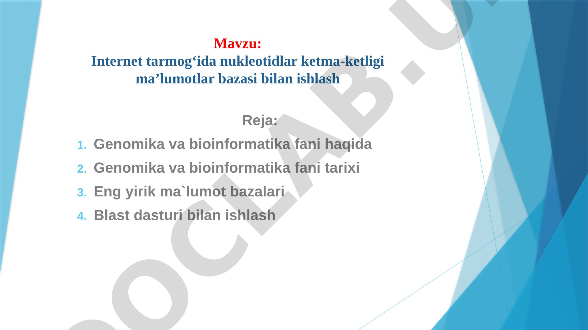 Internet tarmog‘ida nukleotidlar ketma-ketligi ma’lumotlar bazasi bilan ishlash