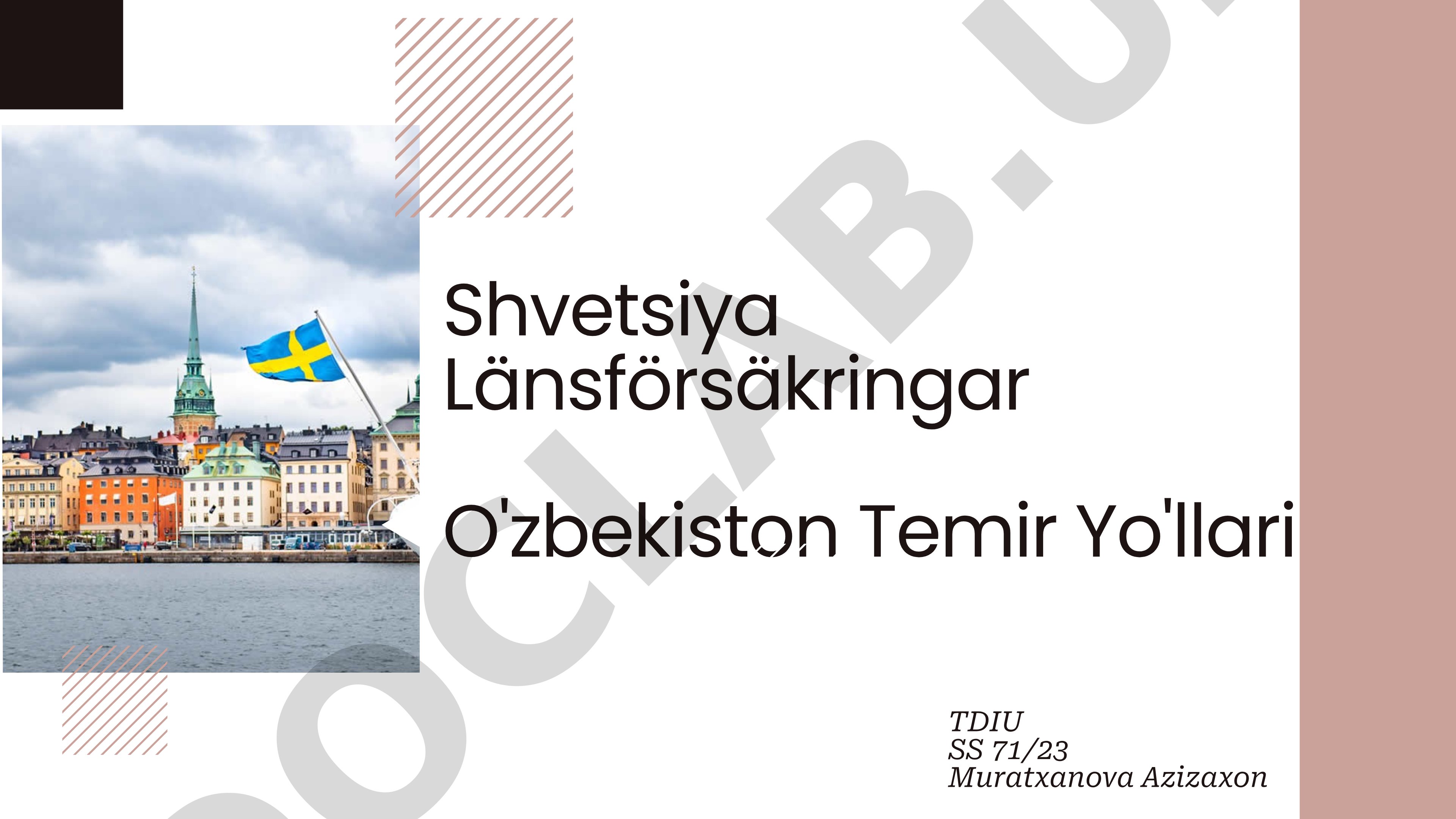 Shvetsiya Länsförsäkringar O'zbekiston Temir Yo'llari