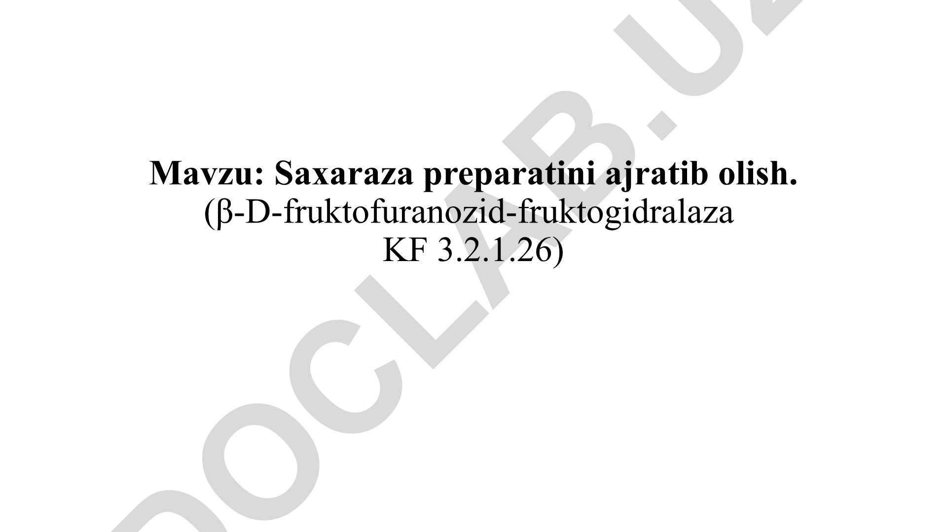 Saxaraza preparatini ajratib olish