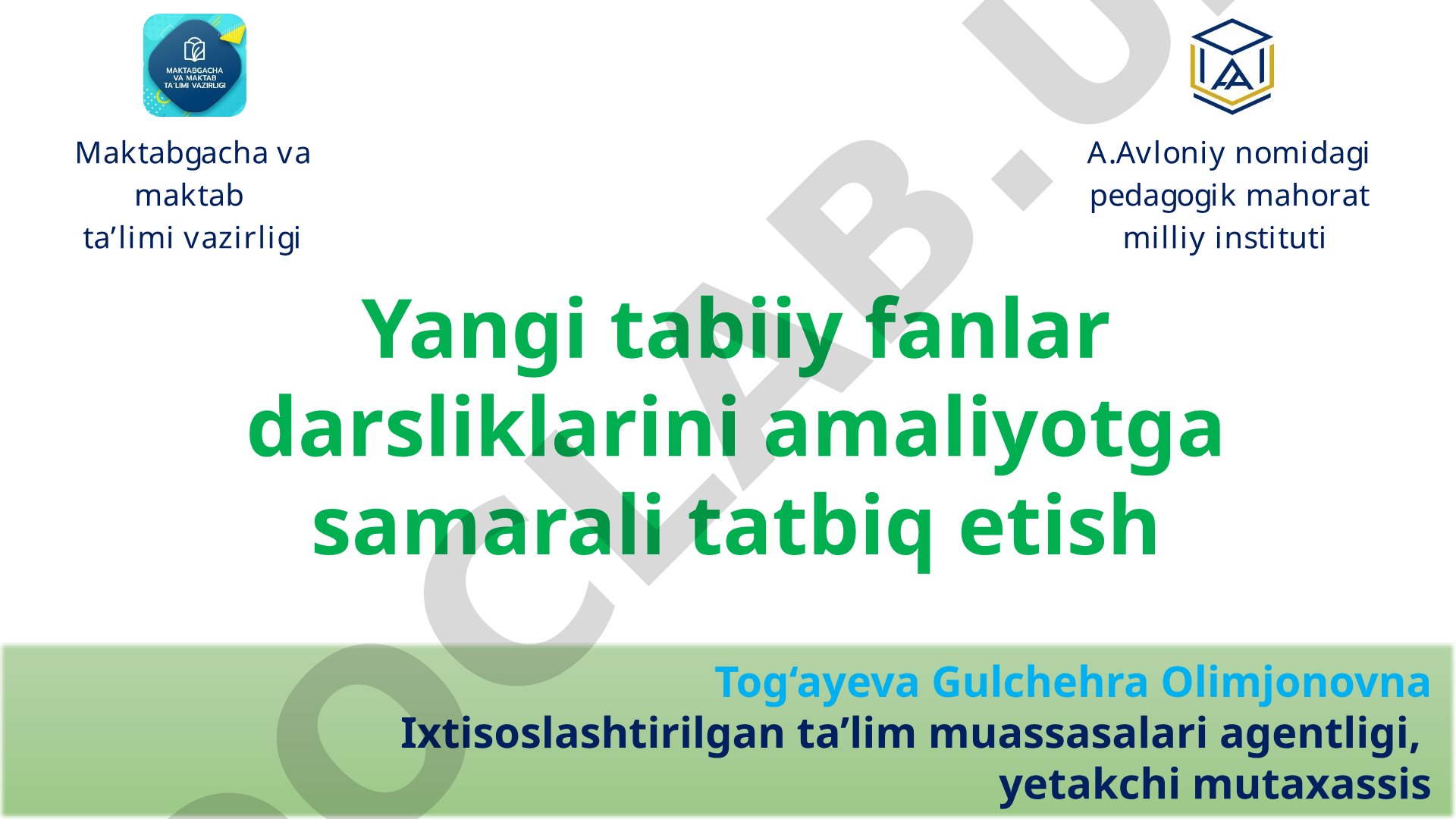 Yangi tabiiy fanlar darsliklarini amaliyotga samarali tatbiq etish