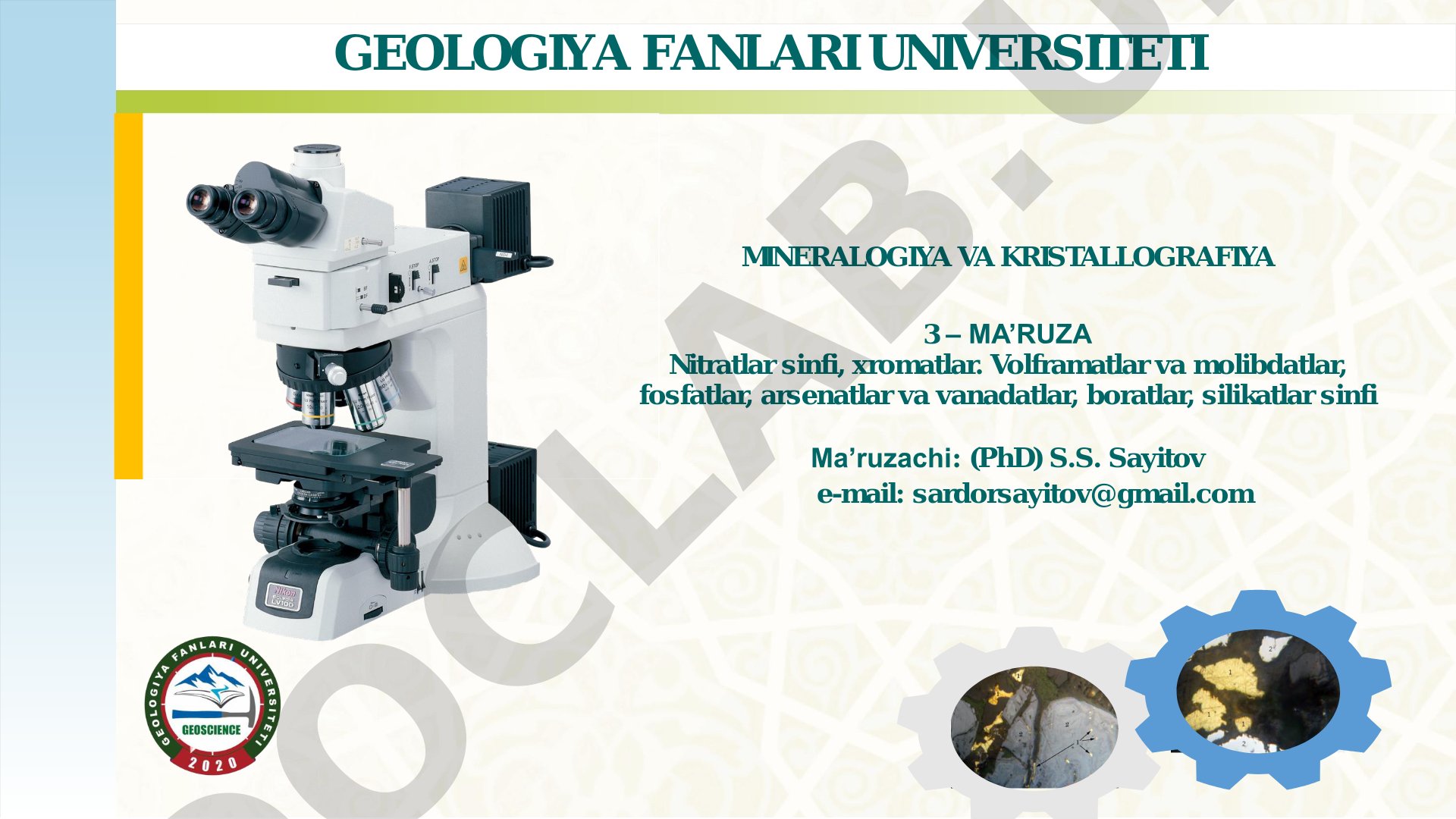 Nitratlar, xromatlar, volframatlar, molibdatlar, fosfatlar, arsenatlar, vanadatlar, boratlar va silikatlar sinflari