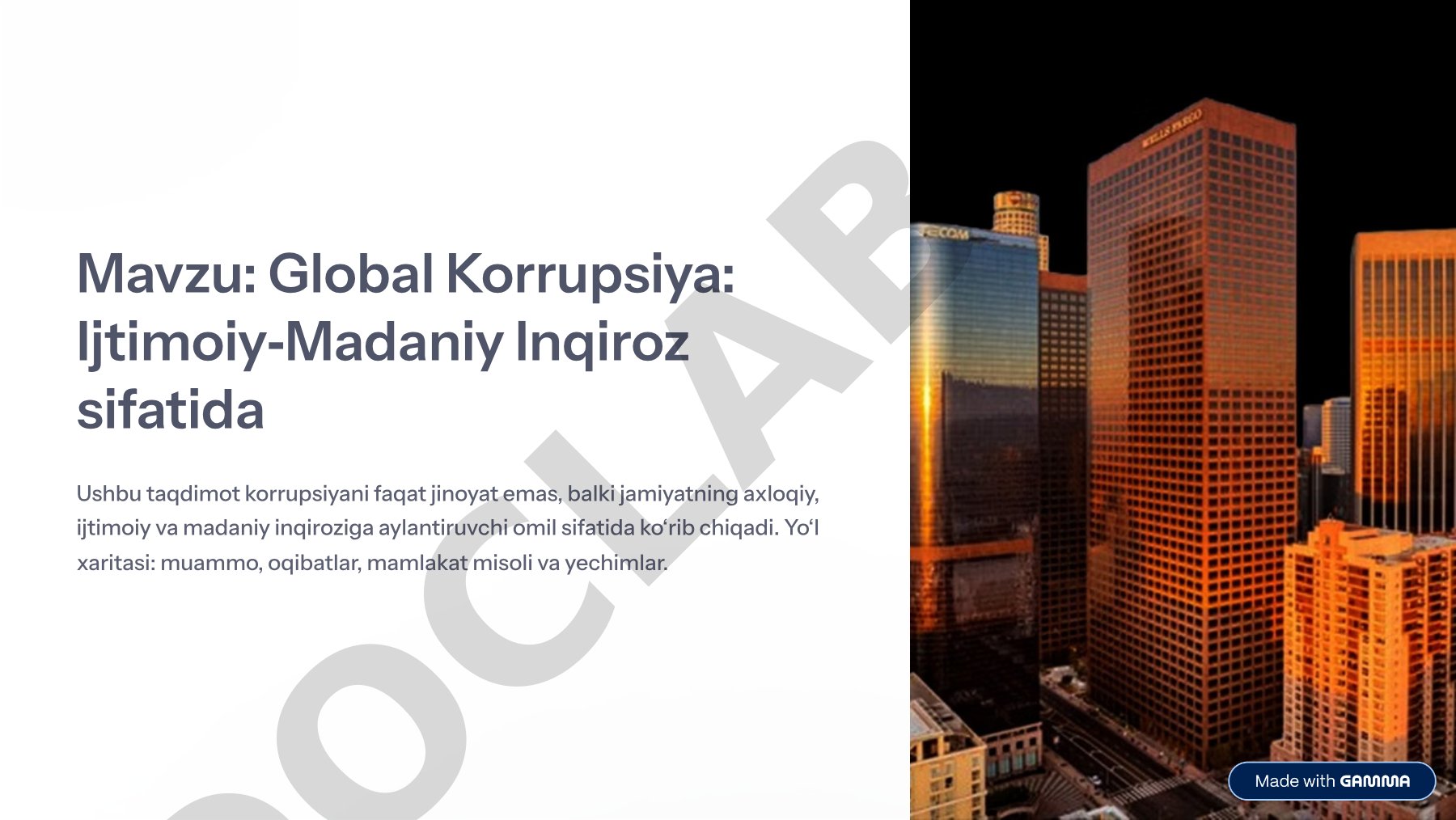 Global Korrupsiya: Ijtimoiy‑Madaniy Inqiroz sifatida