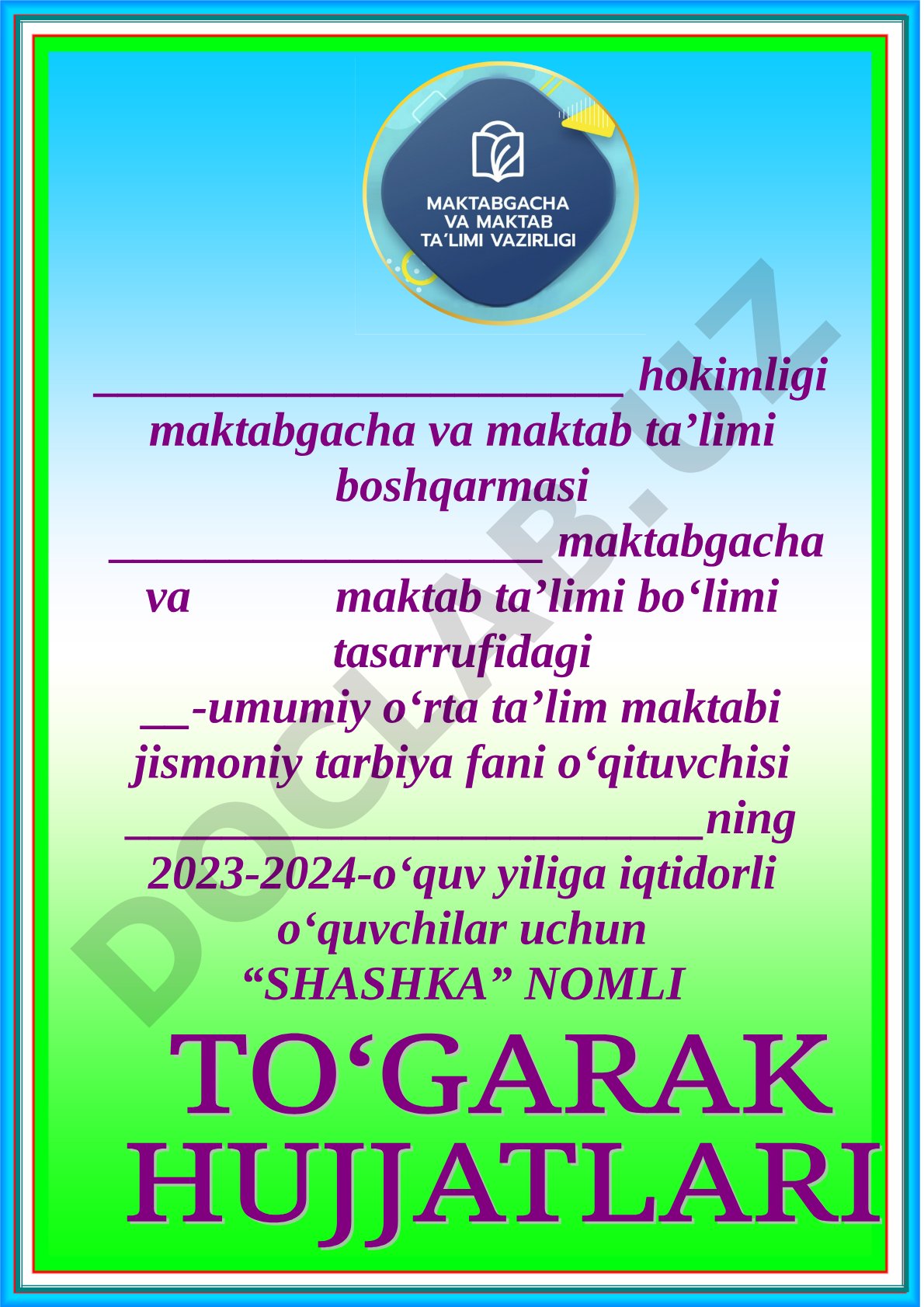 Iqtidorli o‘quvchilar uchun shashka to‘garagi rejasi