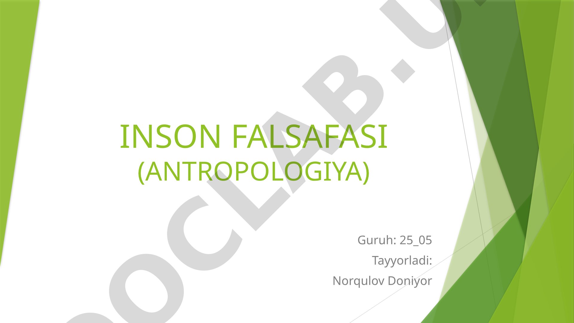 Inson falsafasi (Antropologiya)